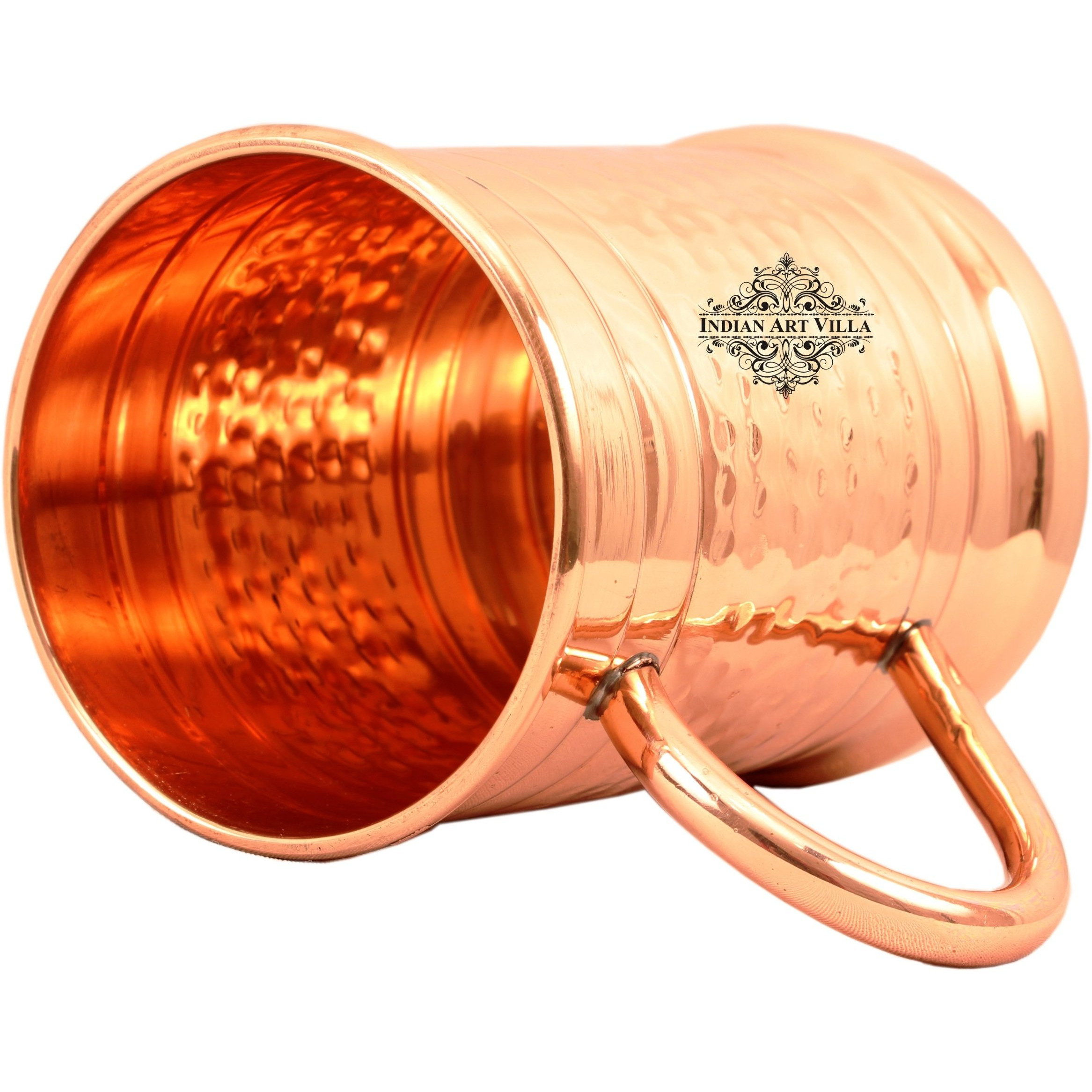 Indian Art Villa Copper Big Hammer Mug with 3 Ring 20 Oz