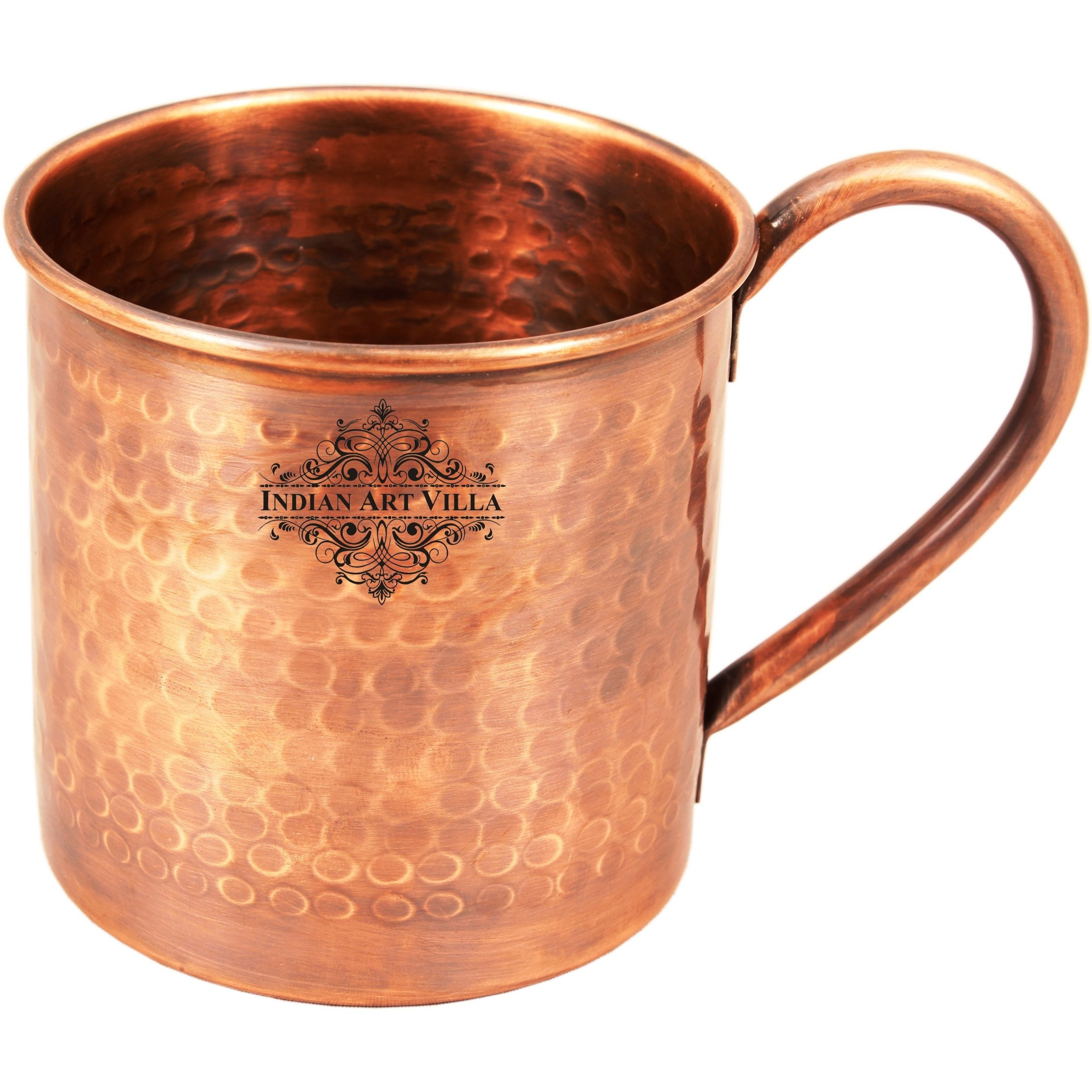 Indian Art Villa Copper Black Hammered Mug 16 Oz