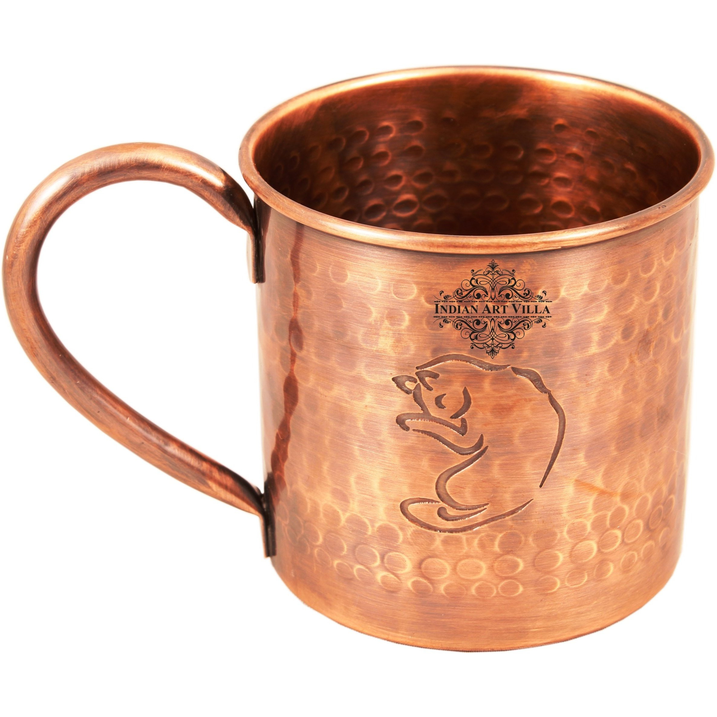 Indian Art Villa Copper Black Hammered Mug 16 Oz
