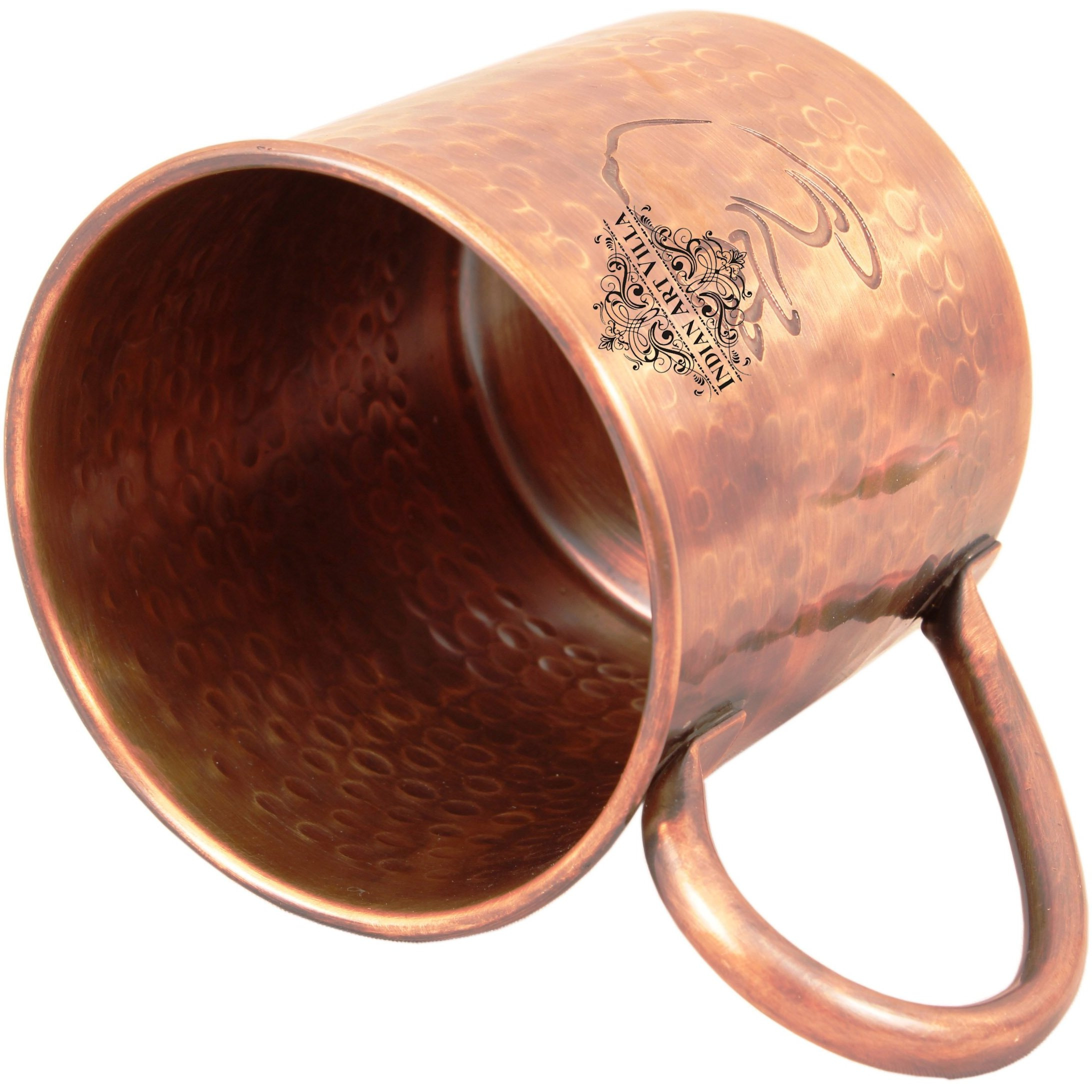 Indian Art Villa Copper Black Hammered Mug 16 Oz