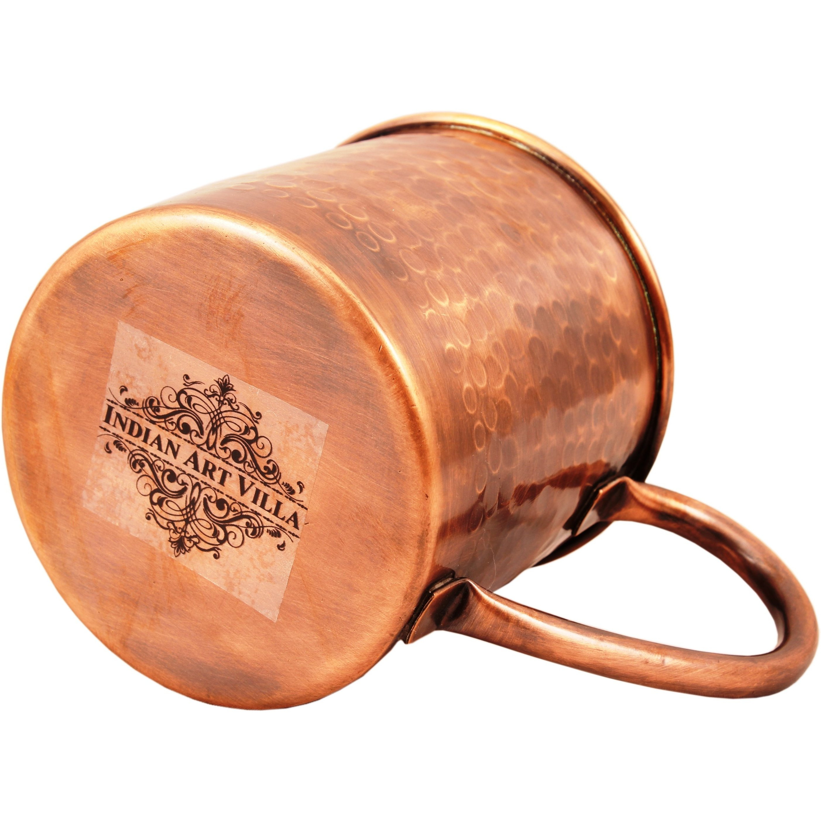 Indian Art Villa Copper Black Hammered Mug 16 Oz
