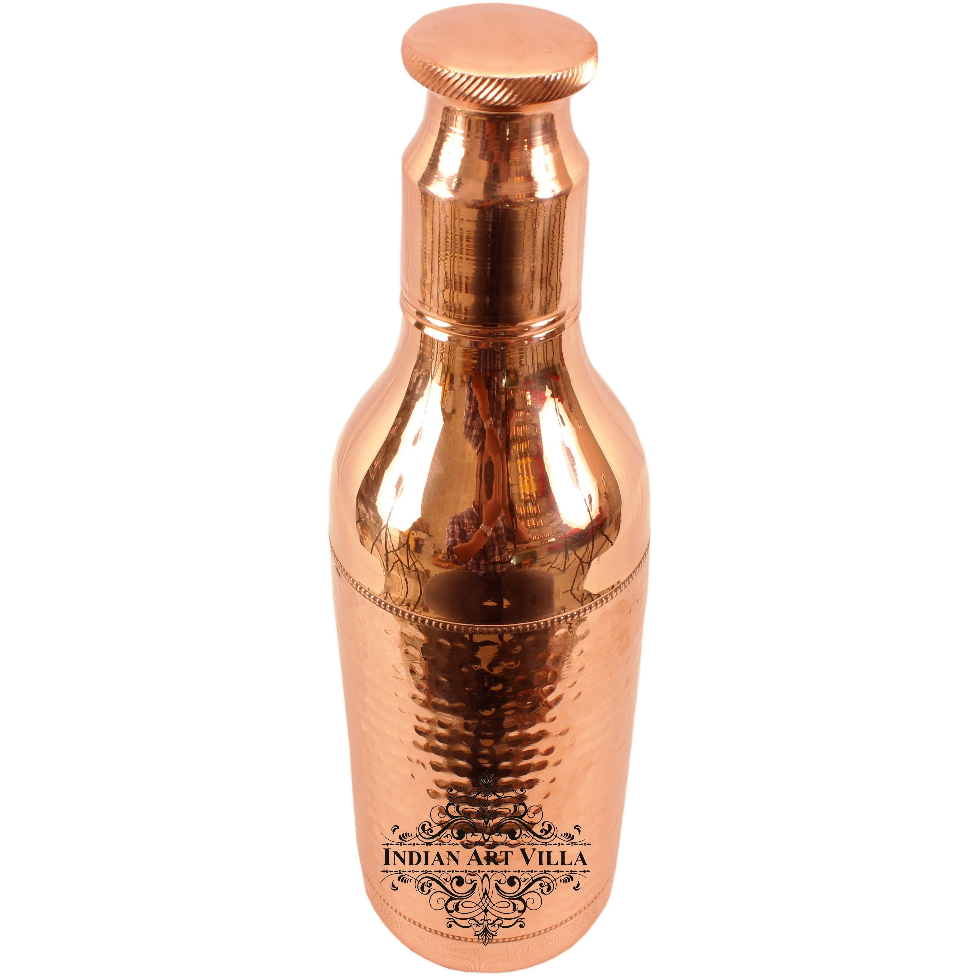 Indian Art Villa Copper Hammered Small Cocktail Bottle 38 Oz