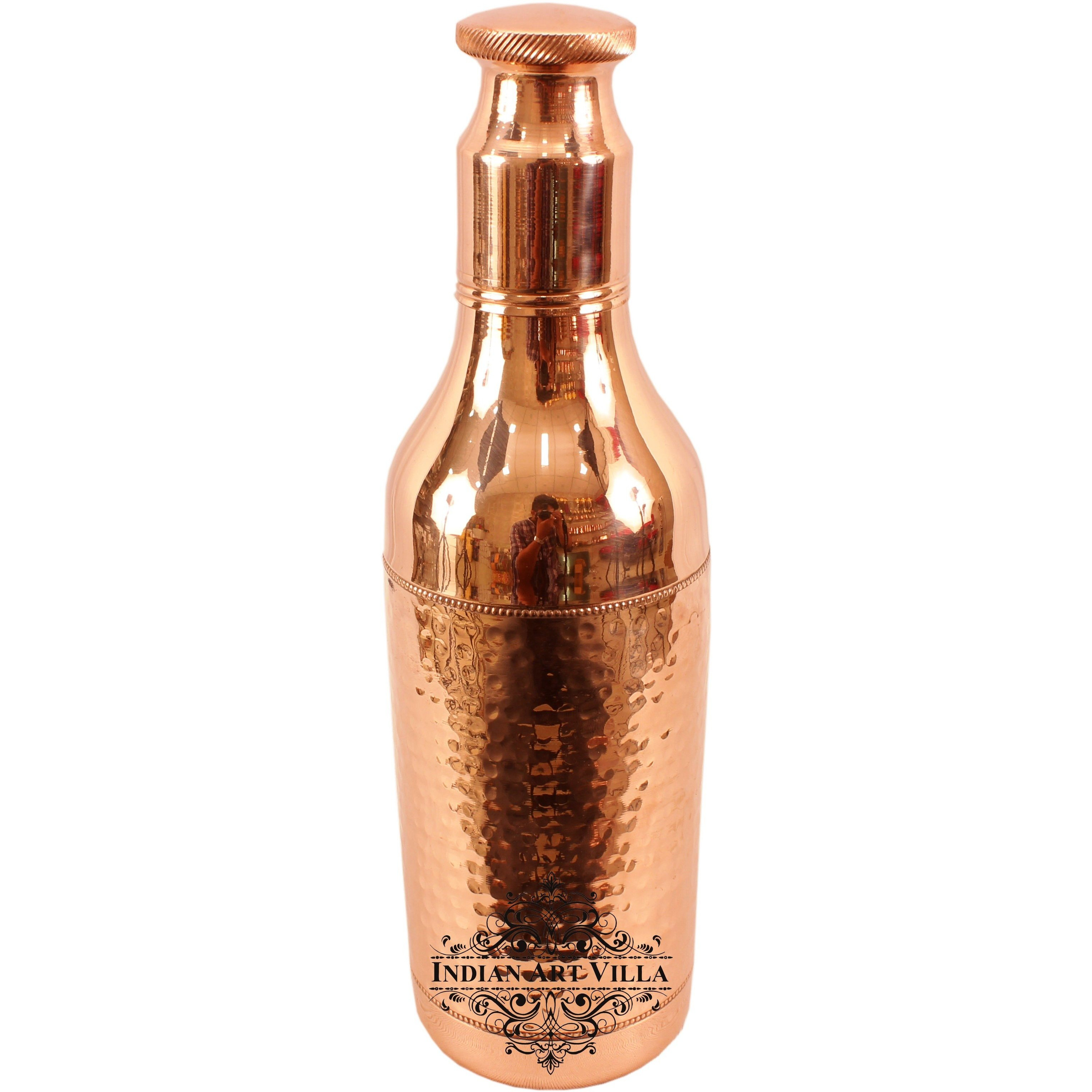 Indian Art Villa Copper Hammered Big Cocktail Bottle 50 Oz