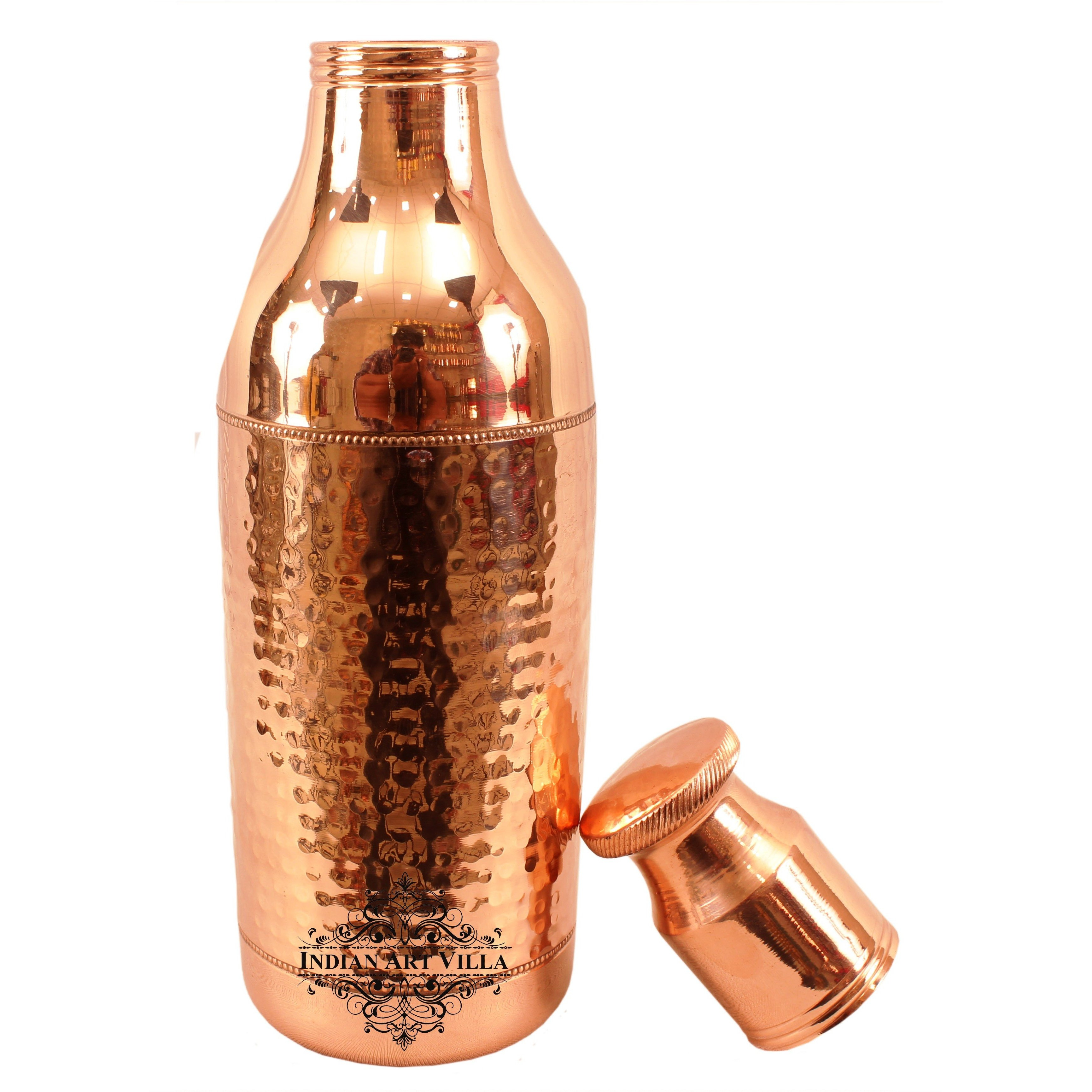 Indian Art Villa Copper Hammered Big Cocktail Bottle 50 Oz