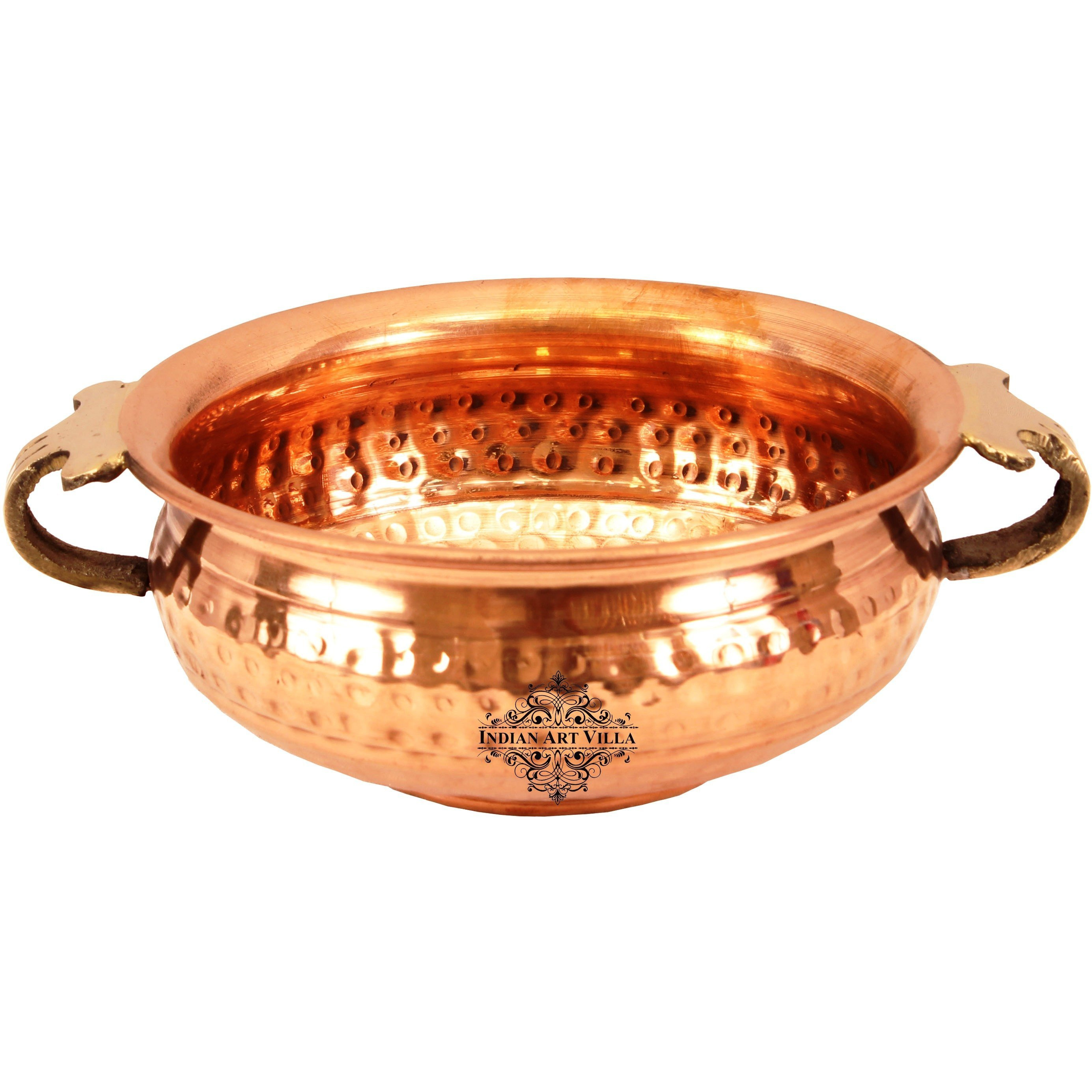 Indian Art Villa Copper  Hammered Urli Width 6  inch, 25 Oz