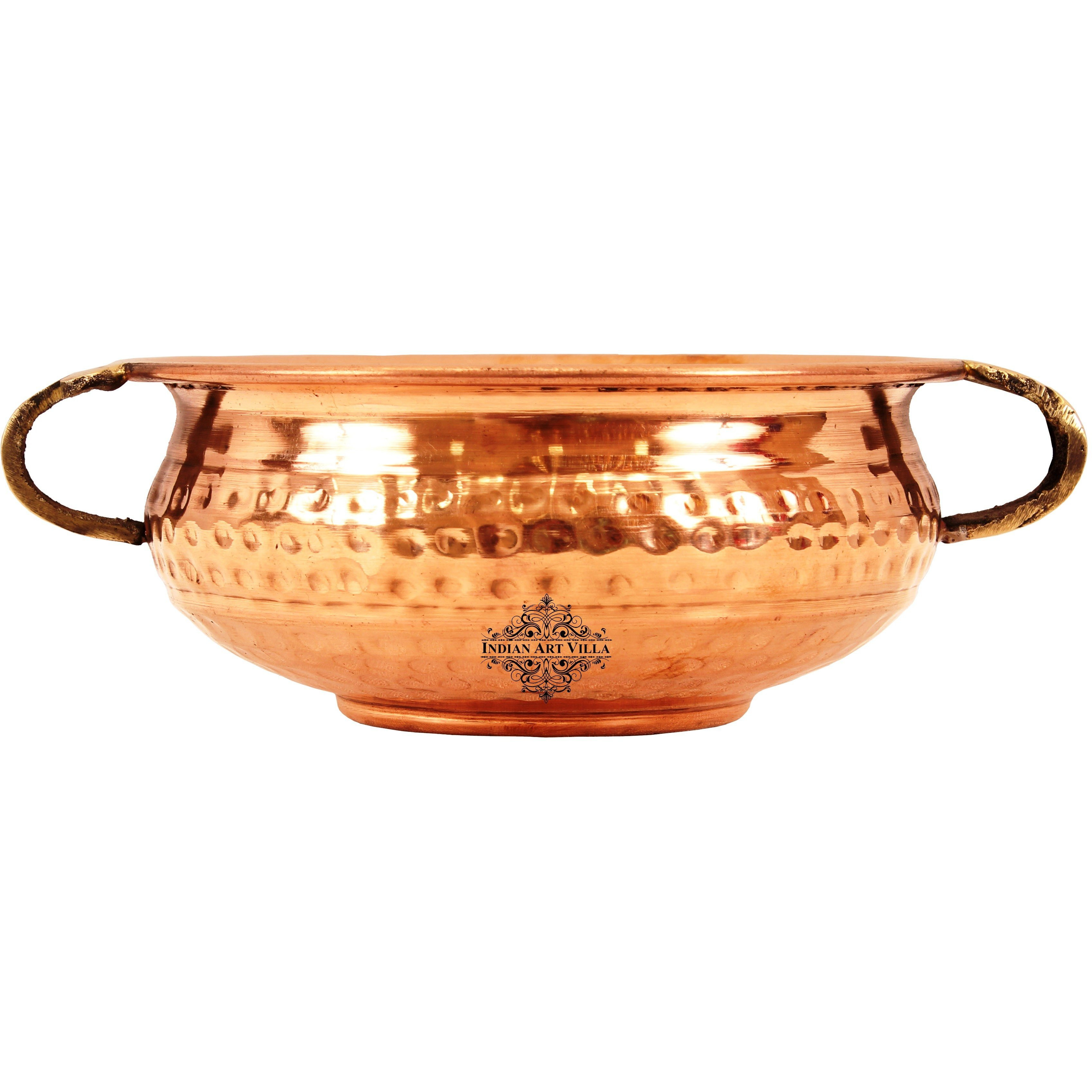 Indian Art Villa Copper  Hammered Urli Width 6  inch, 25 Oz