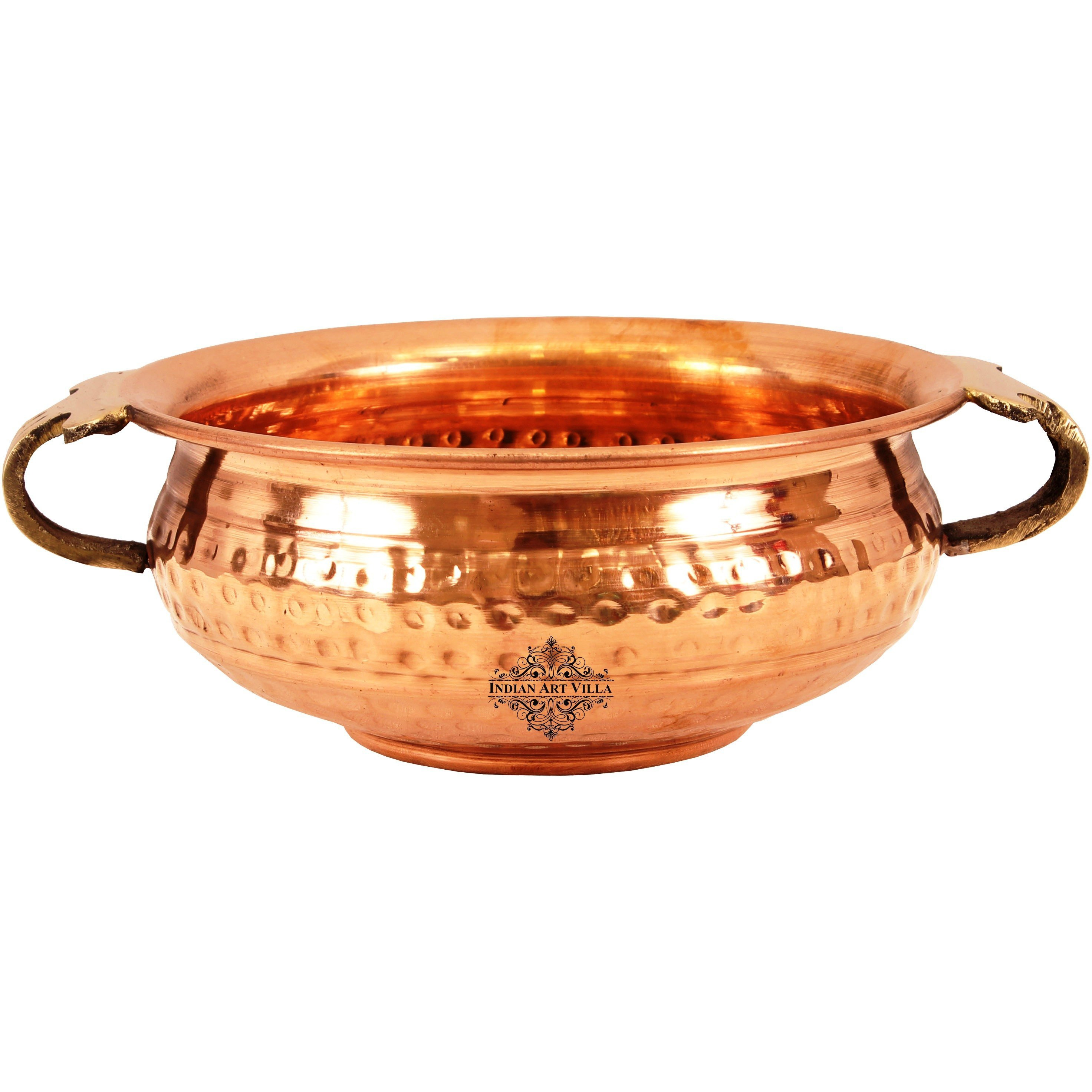 Indian Art Villa Copper  Hammered Urli Width 6  inch, 25 Oz