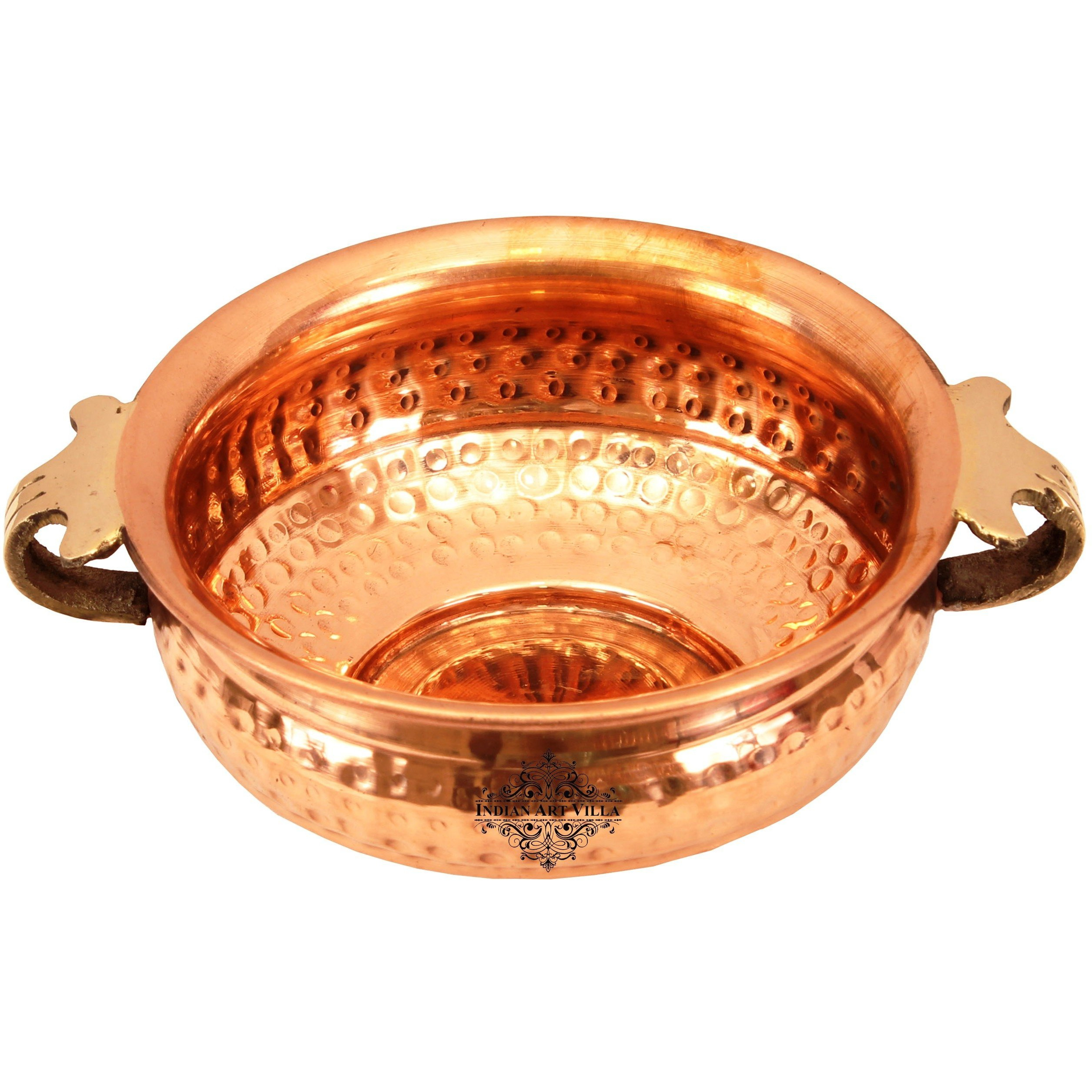 Indian Art Villa Copper  Hammered Urli Width 6  inch, 25 Oz