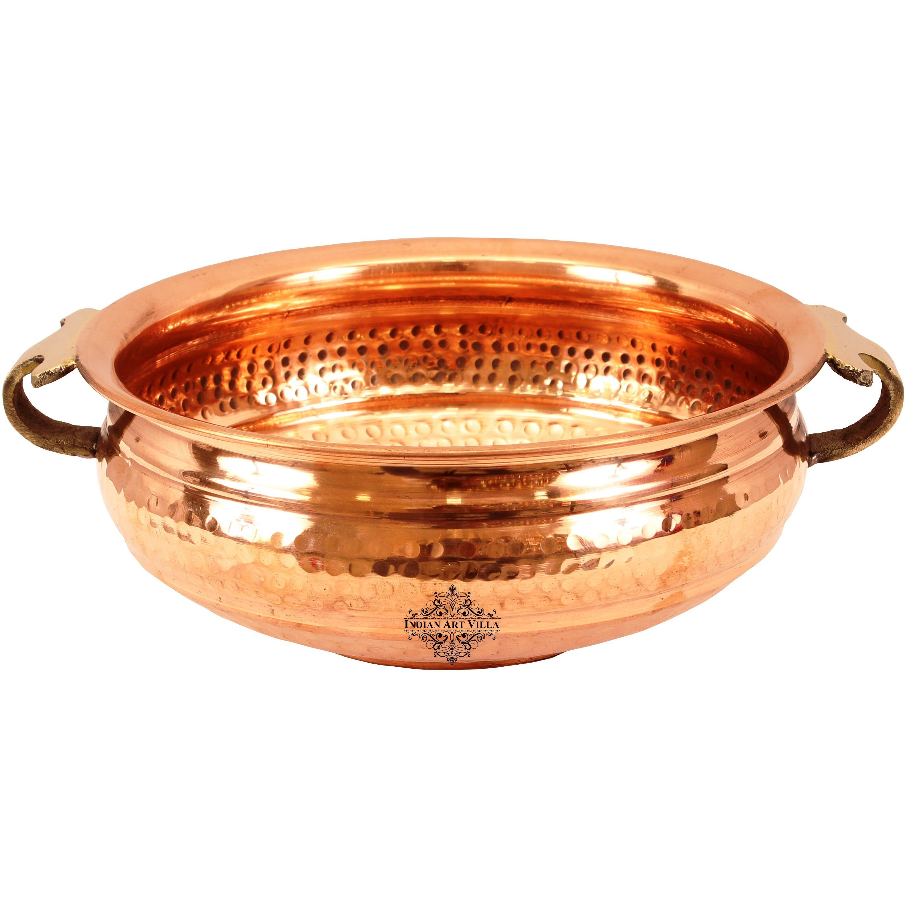 Indian Art Villa Copper  Hammered Urli Width 8  inch,62 Oz