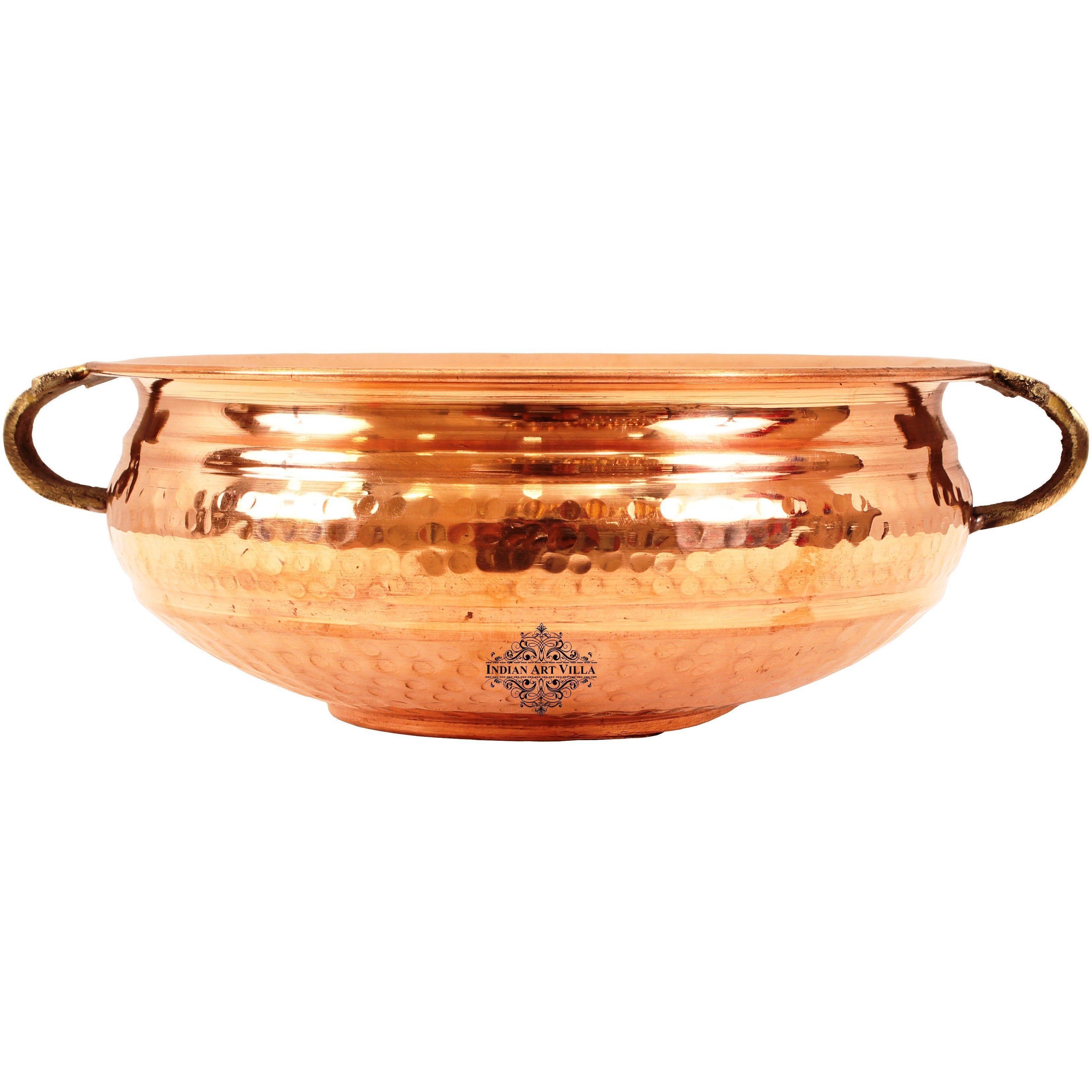 Indian Art Villa Copper  Hammered Urli Width 8  inch,62 Oz