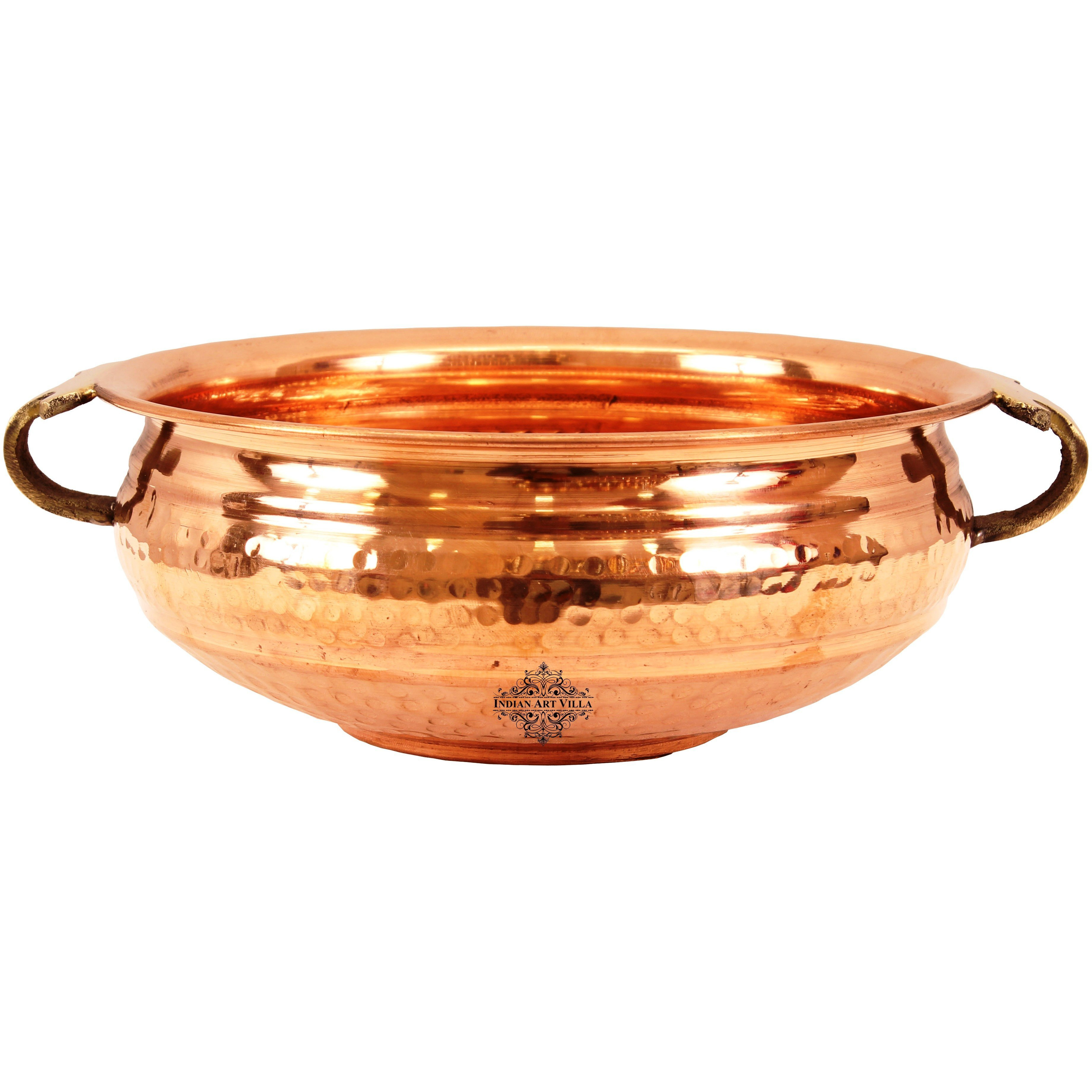 Indian Art Villa Copper  Hammered Urli Width 8  inch,62 Oz