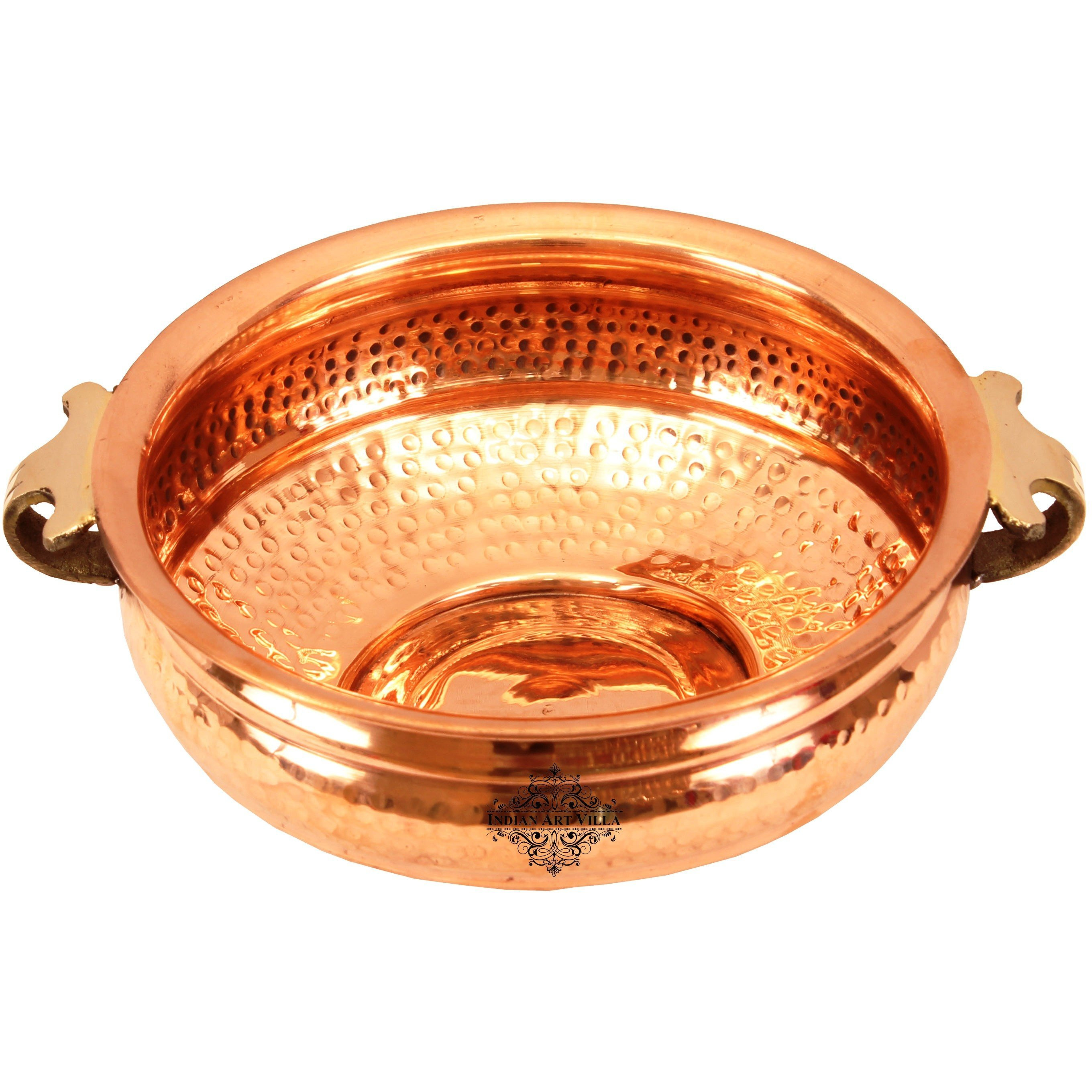 Indian Art Villa Copper  Hammered Urli Width 8  inch,62 Oz