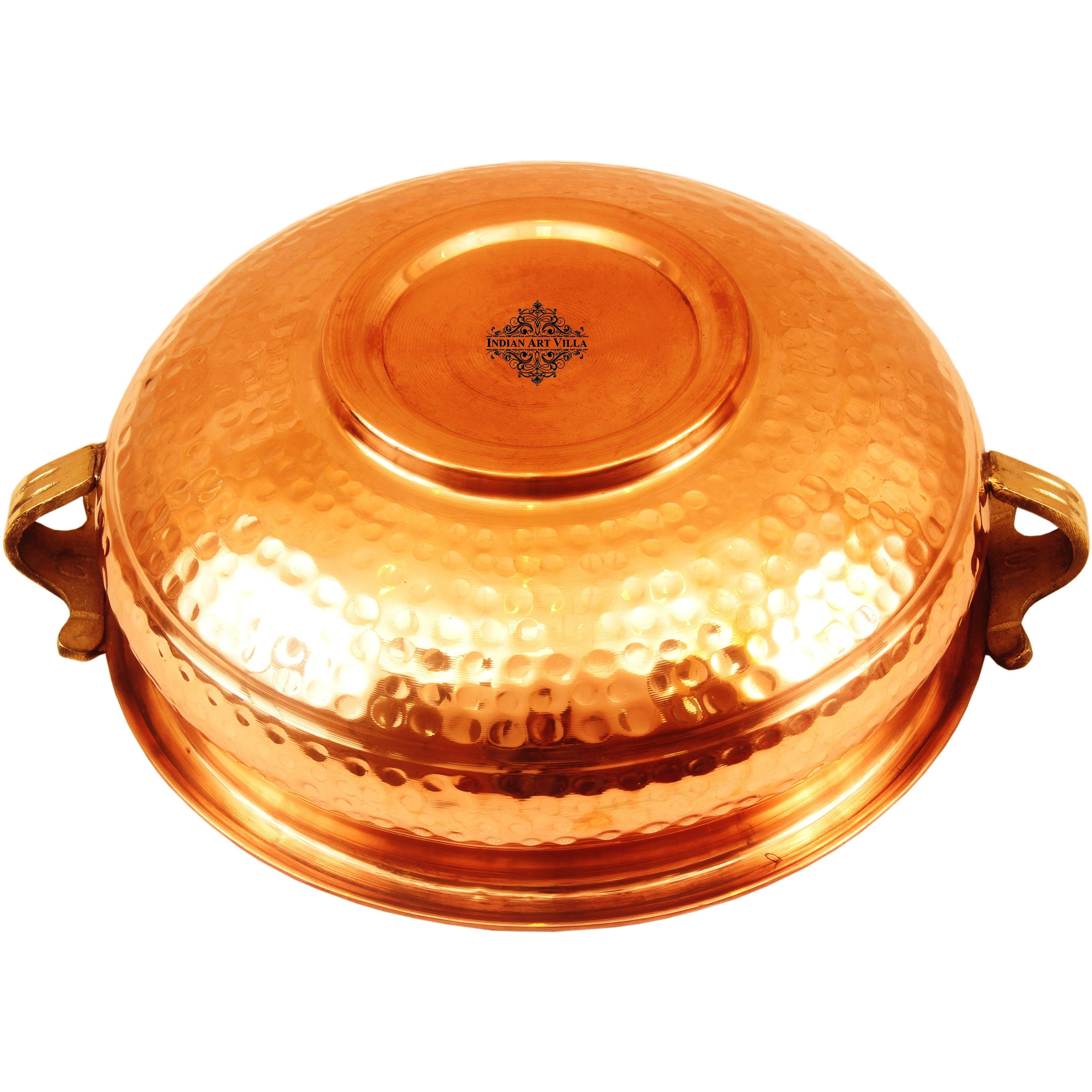 Indian Art Villa Copper  Hammered Urli Width 10.2  inch, 111 Oz