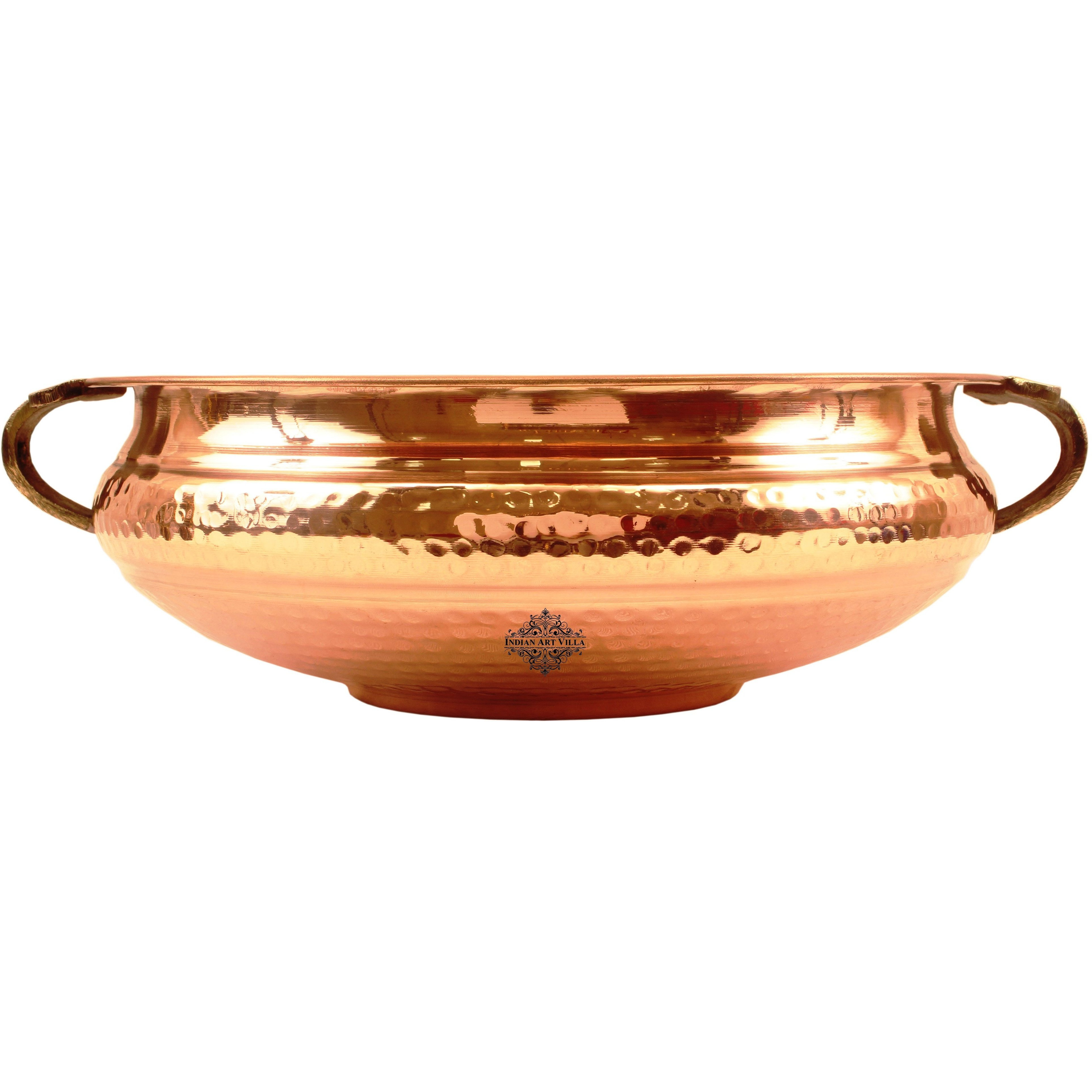Indian Art Villa Copper  Hammered Urli Width 12.1  inch, 169 Oz