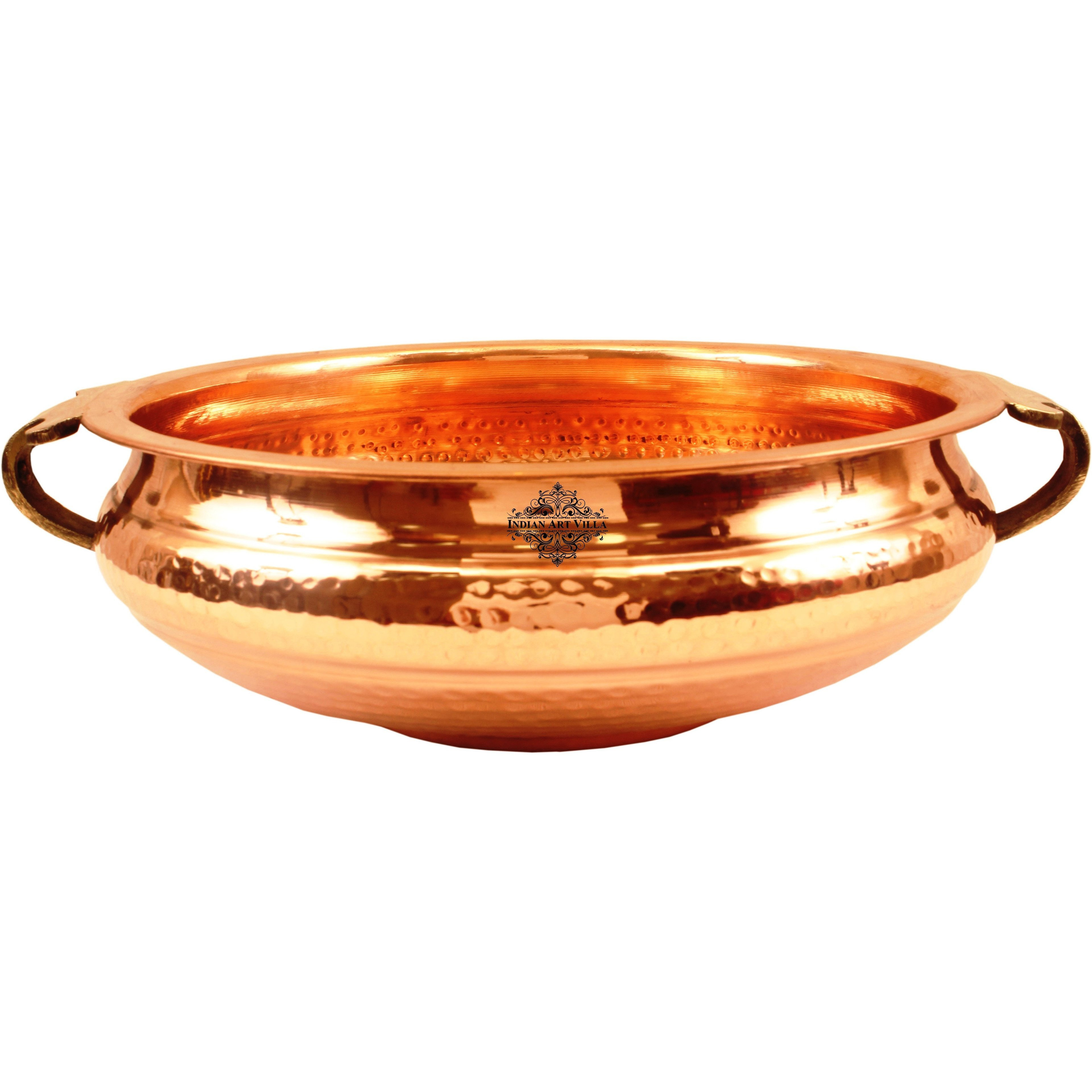 Indian Art Villa Copper  Hammered Urli Width 12.1  inch, 169 Oz