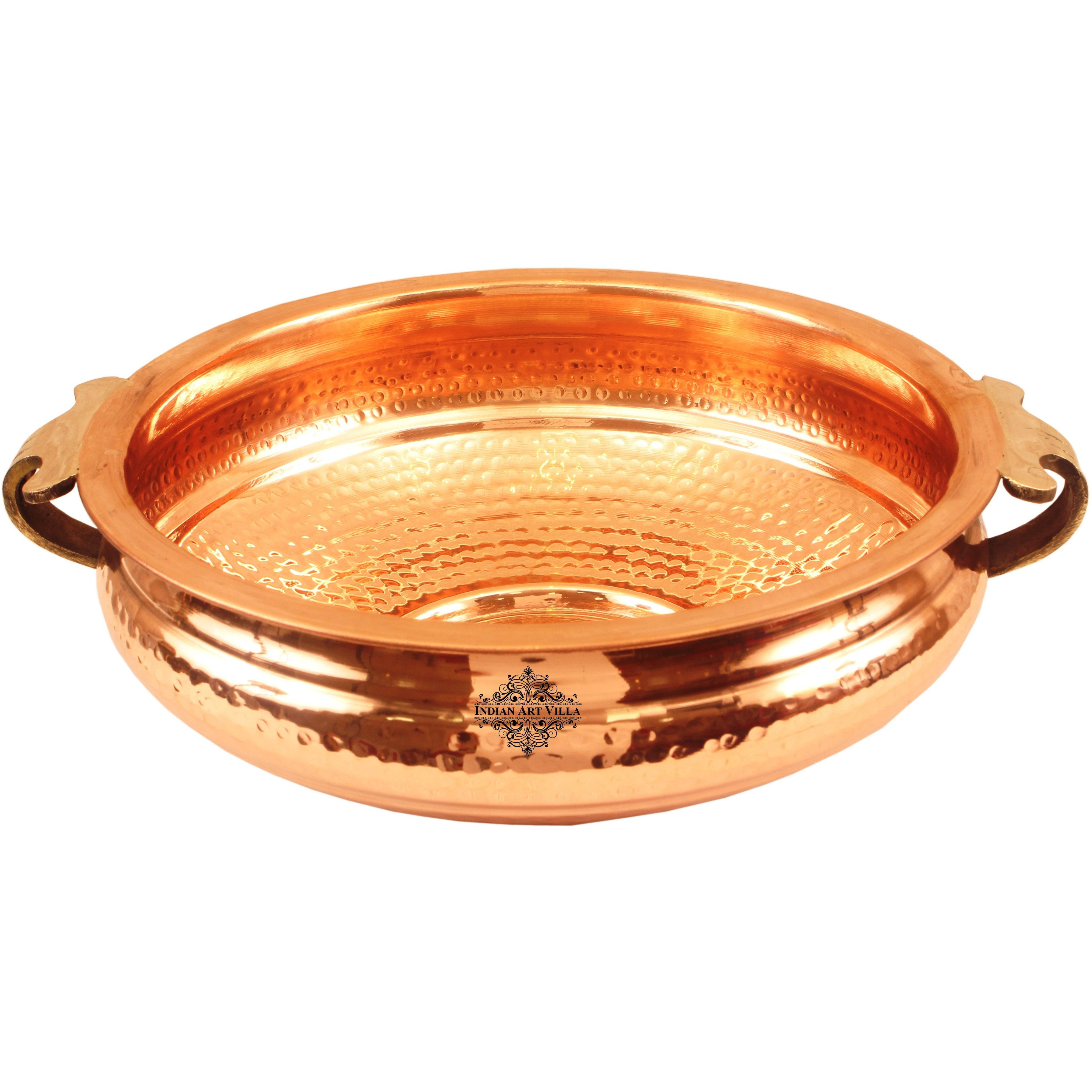 Indian Art Villa Copper  Hammered Urli Width 12.1  inch, 169 Oz