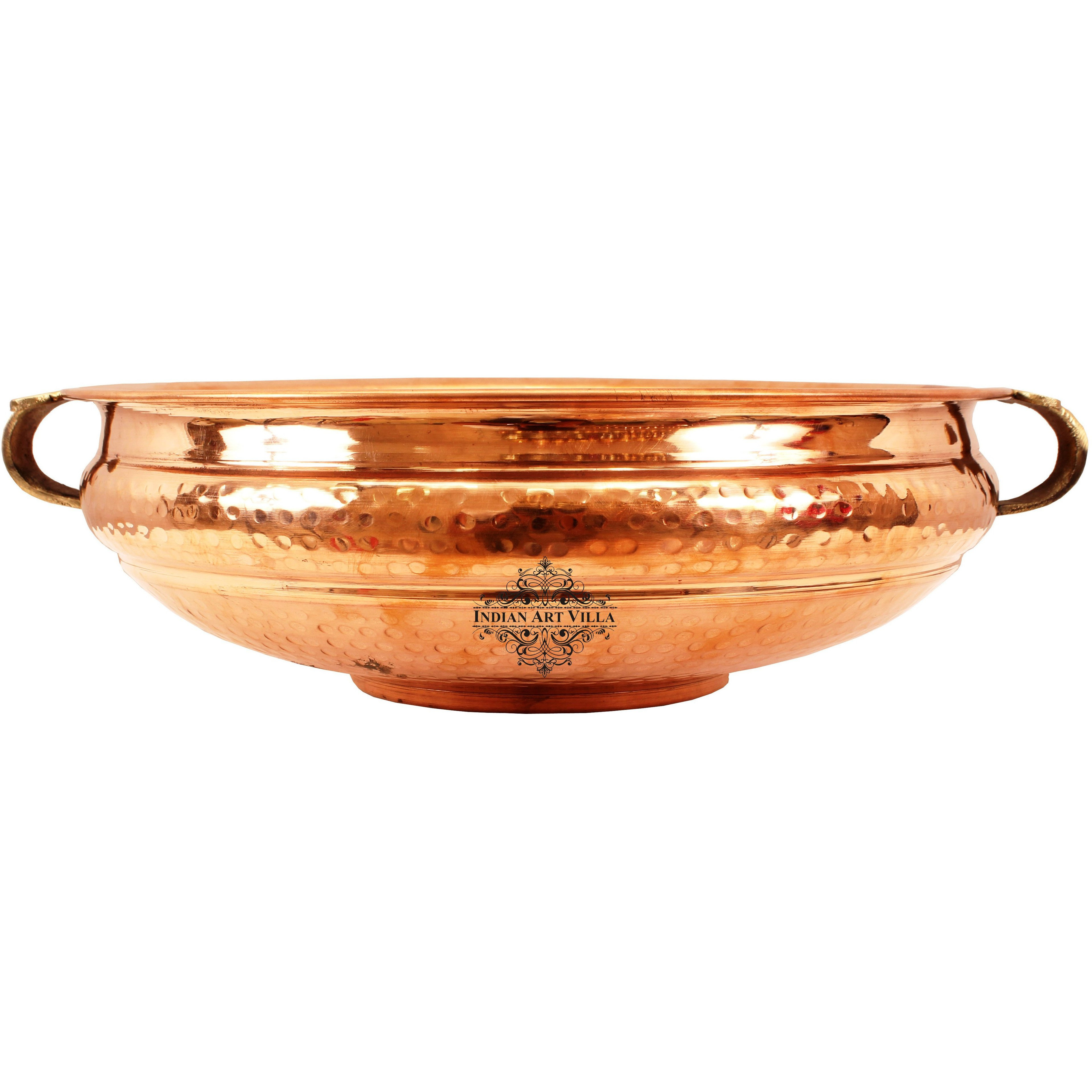 Indian Art Villa Copper  Hammered Urli Width 14  inch, 246 Oz