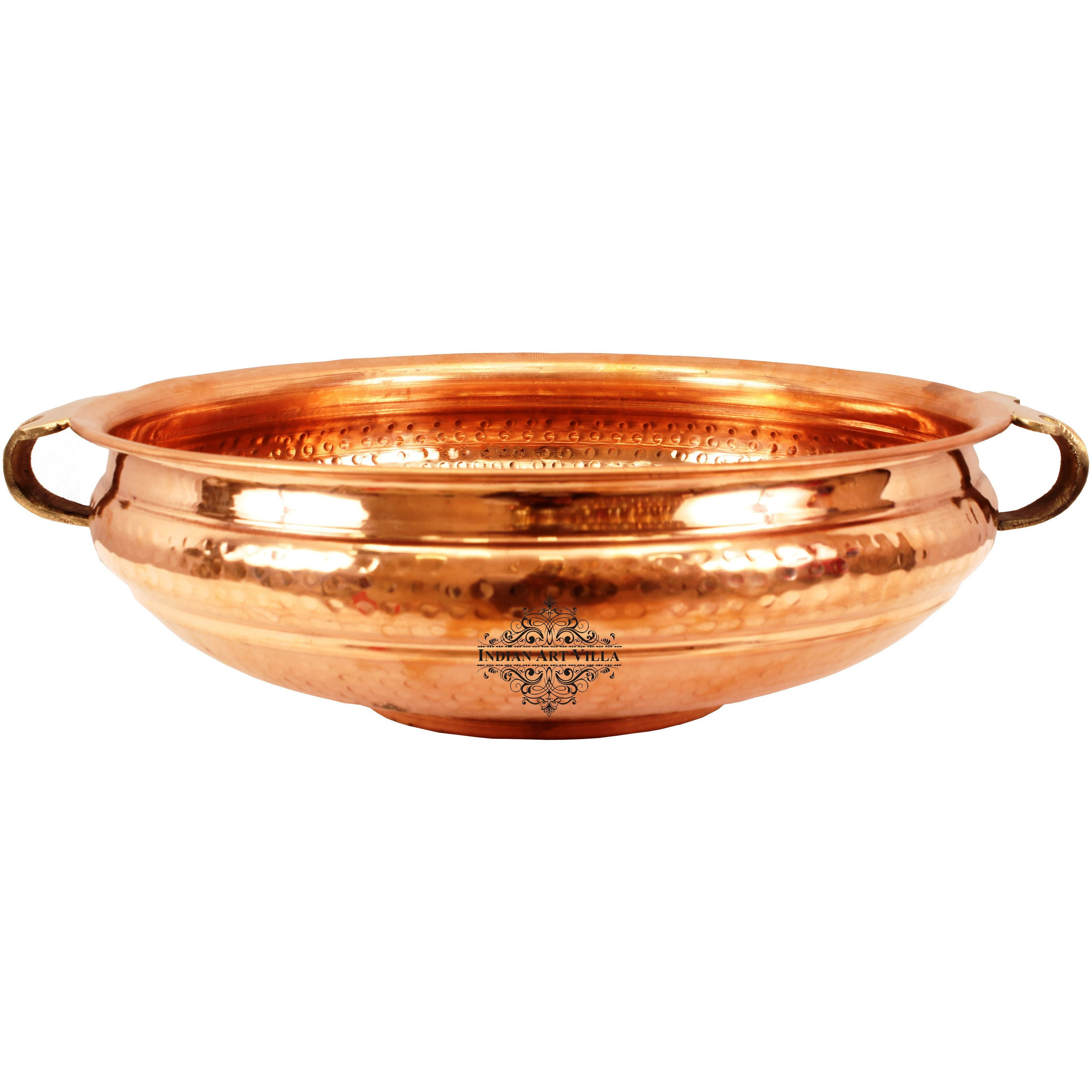 Indian Art Villa Copper  Hammered Urli Width 14  inch, 246 Oz