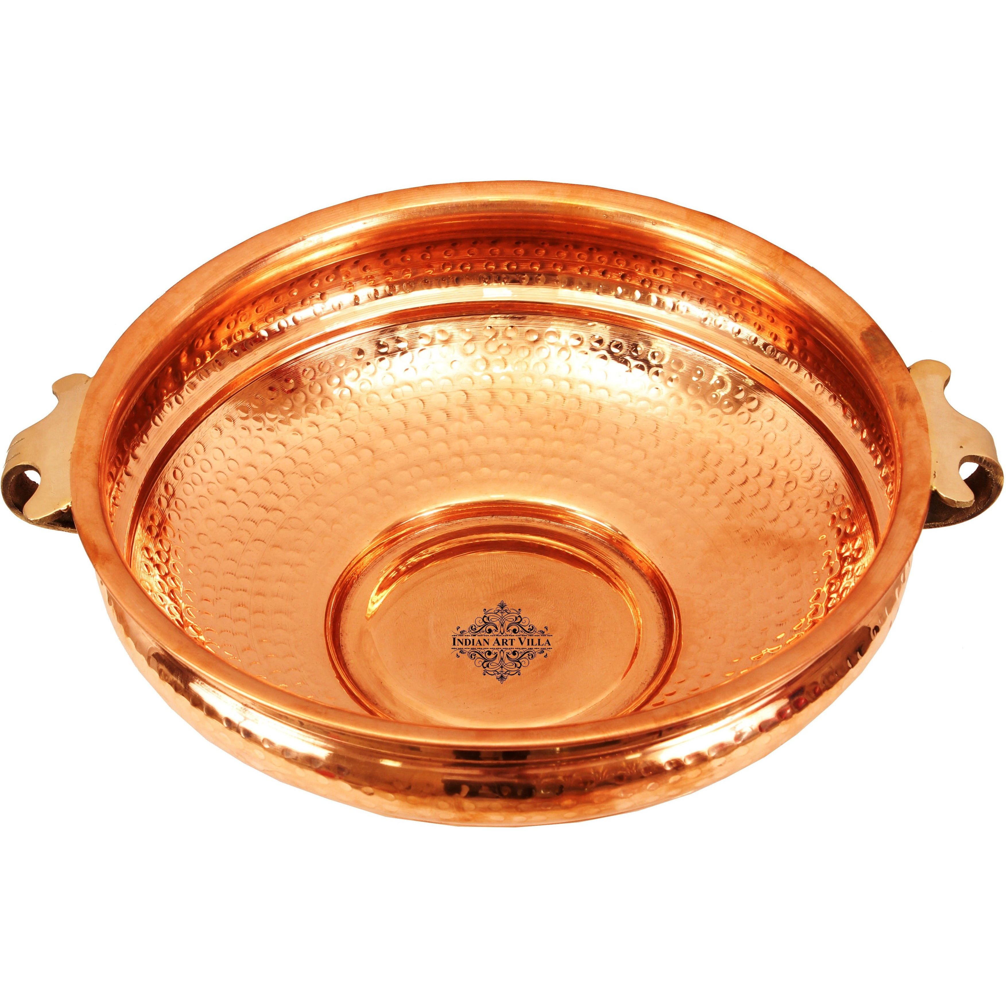 Indian Art Villa Copper  Hammered Urli Width 14  inch, 246 Oz