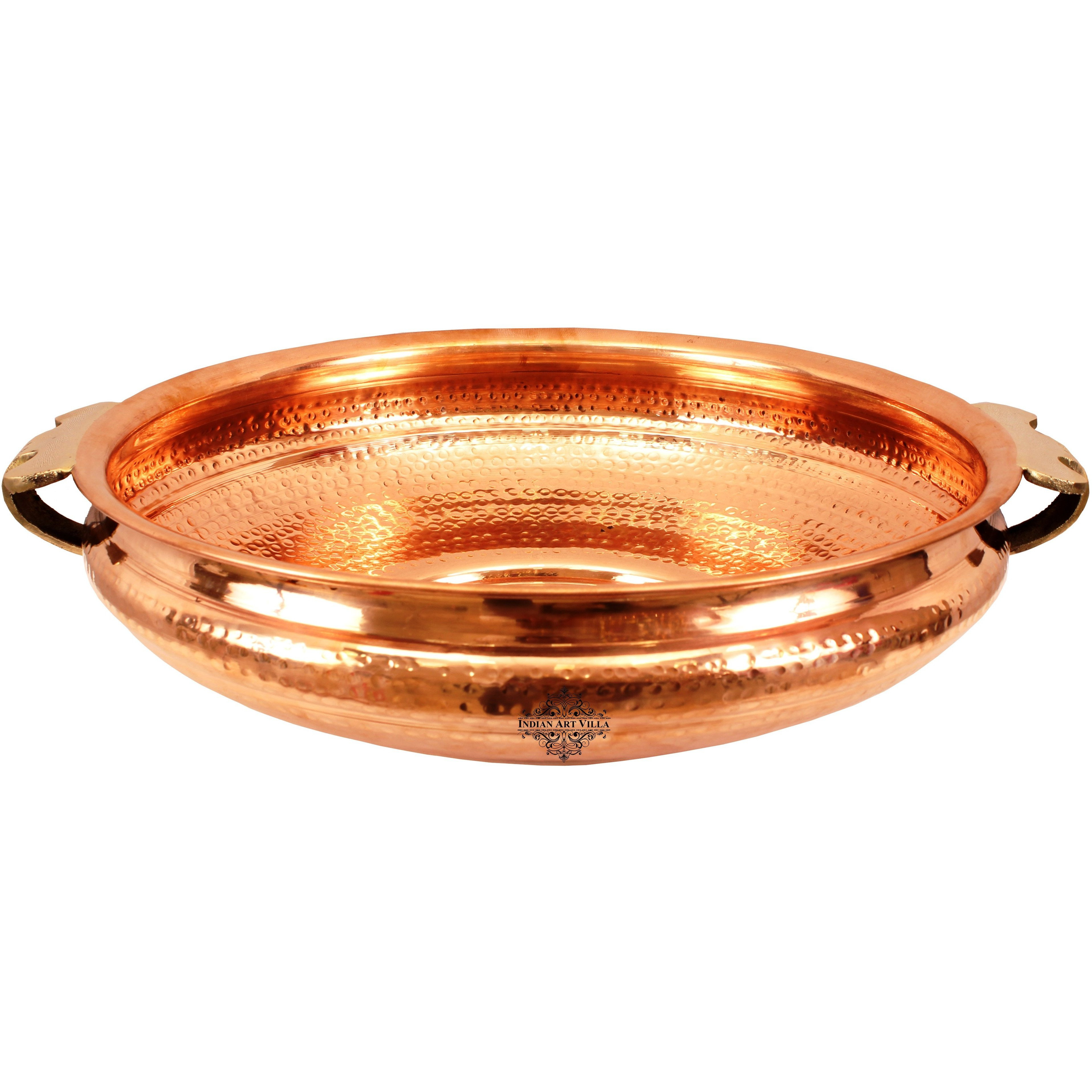 Indian Art Villa Copper  Hammered Urli Width 18  inch, 541 Oz