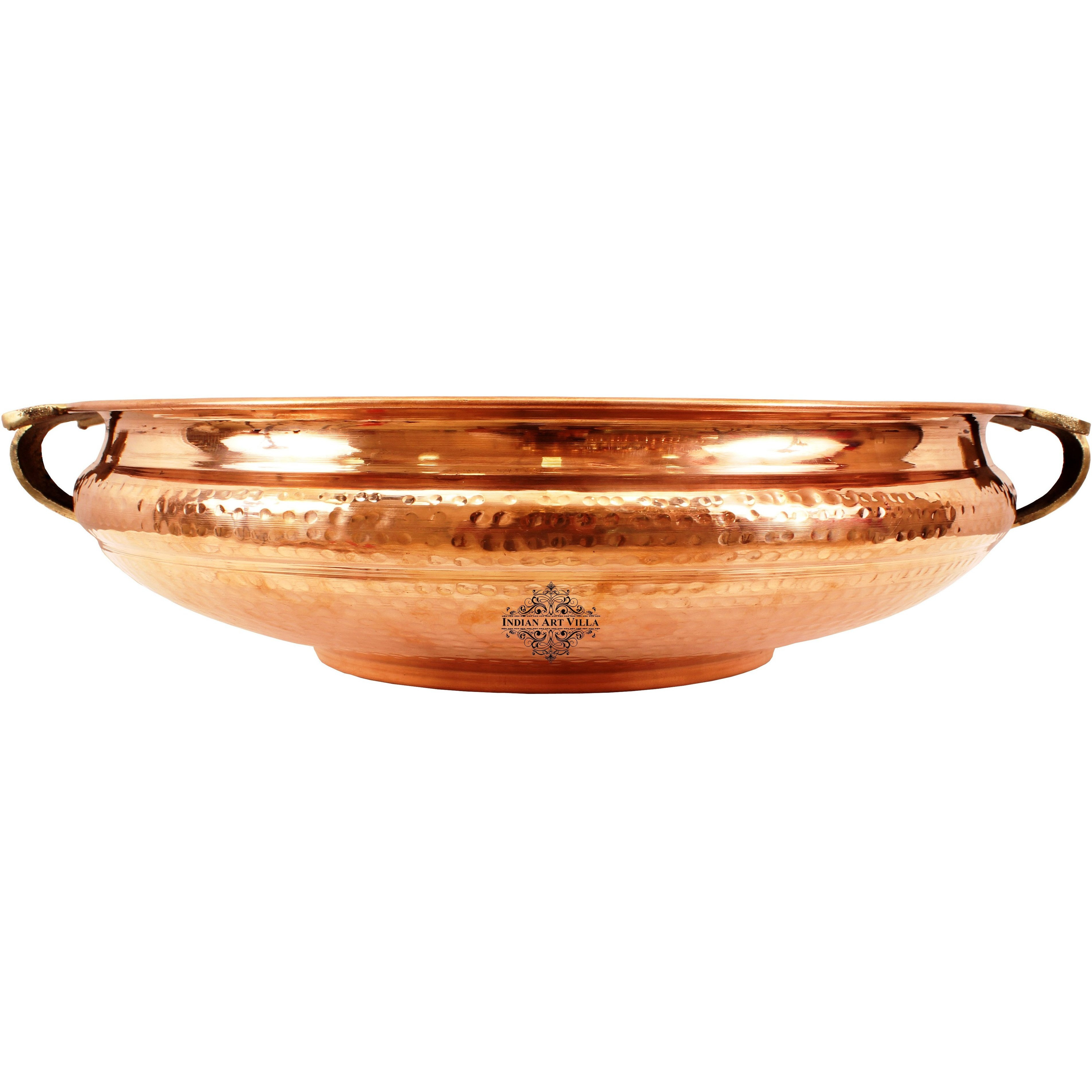 Indian Art Villa Copper  Hammered Urli Width 18  inch, 541 Oz
