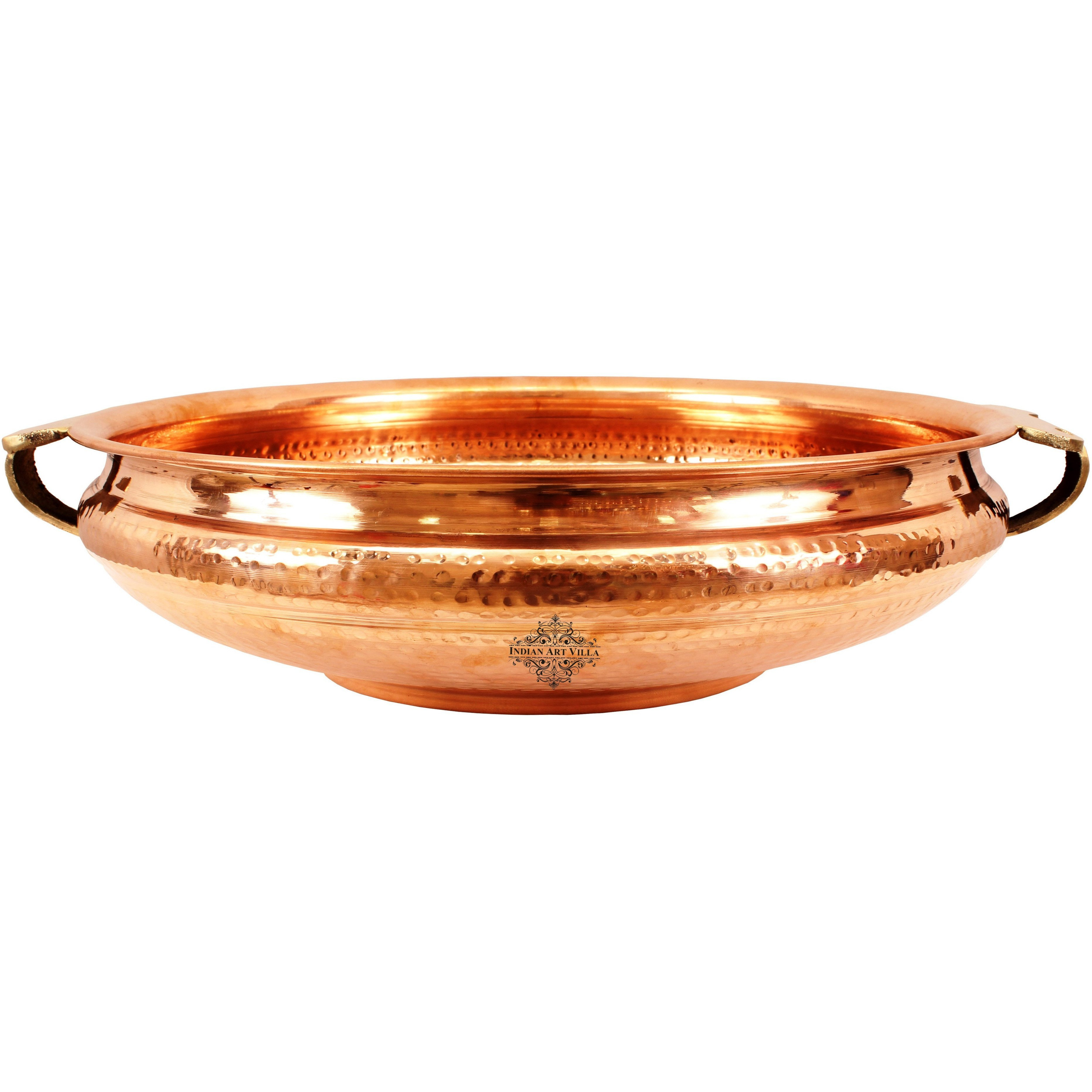 Indian Art Villa Copper  Hammered Urli Width 18  inch, 541 Oz
