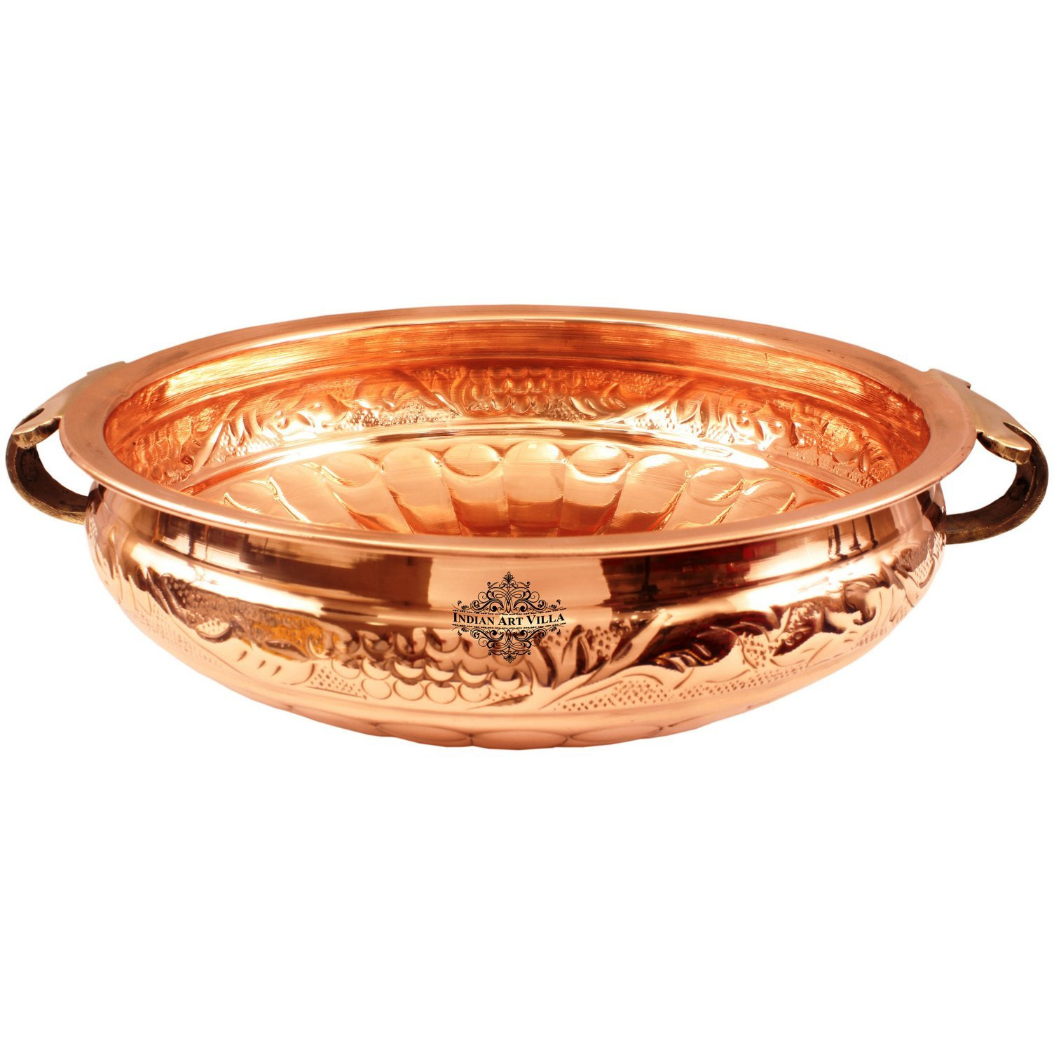 Indian Art Villa Copper  Embossed Urli Width 6  Inch, 25 Oz