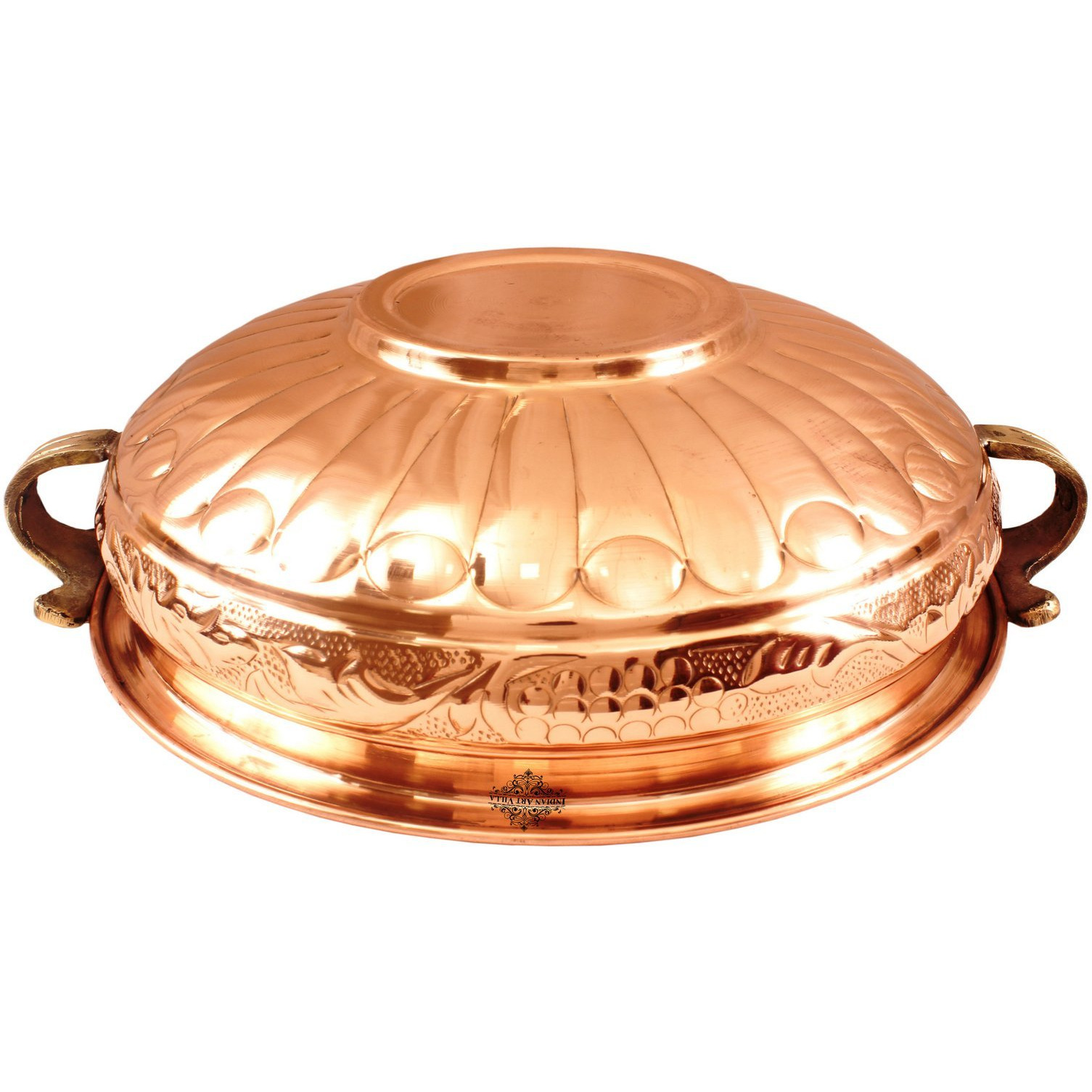 Indian Art Villa Copper  Embossed Urli Width 10.2  Inch, 111 Oz