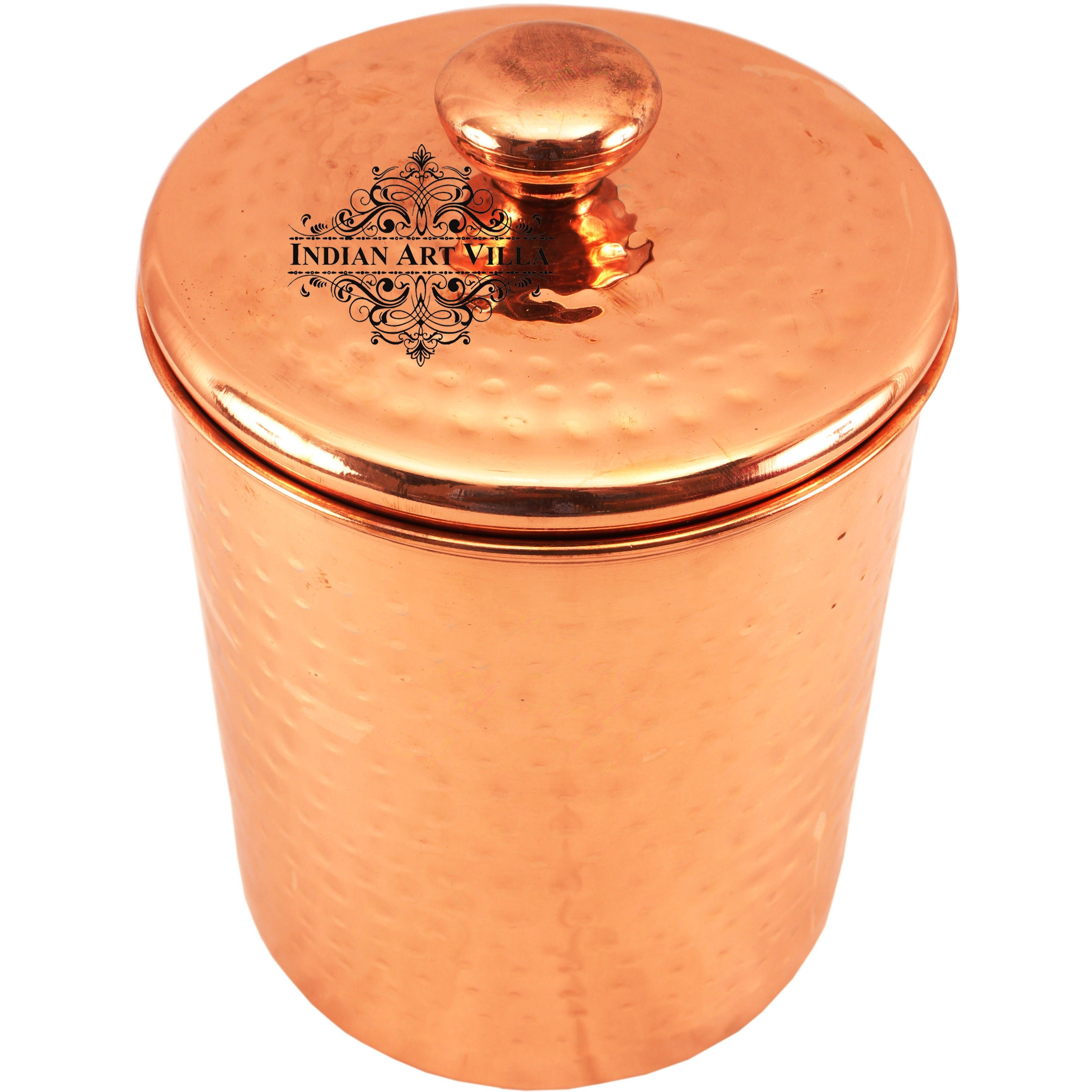 Indian Art Villa Steel Copper Plated Storage Box with Lid 72 Oz