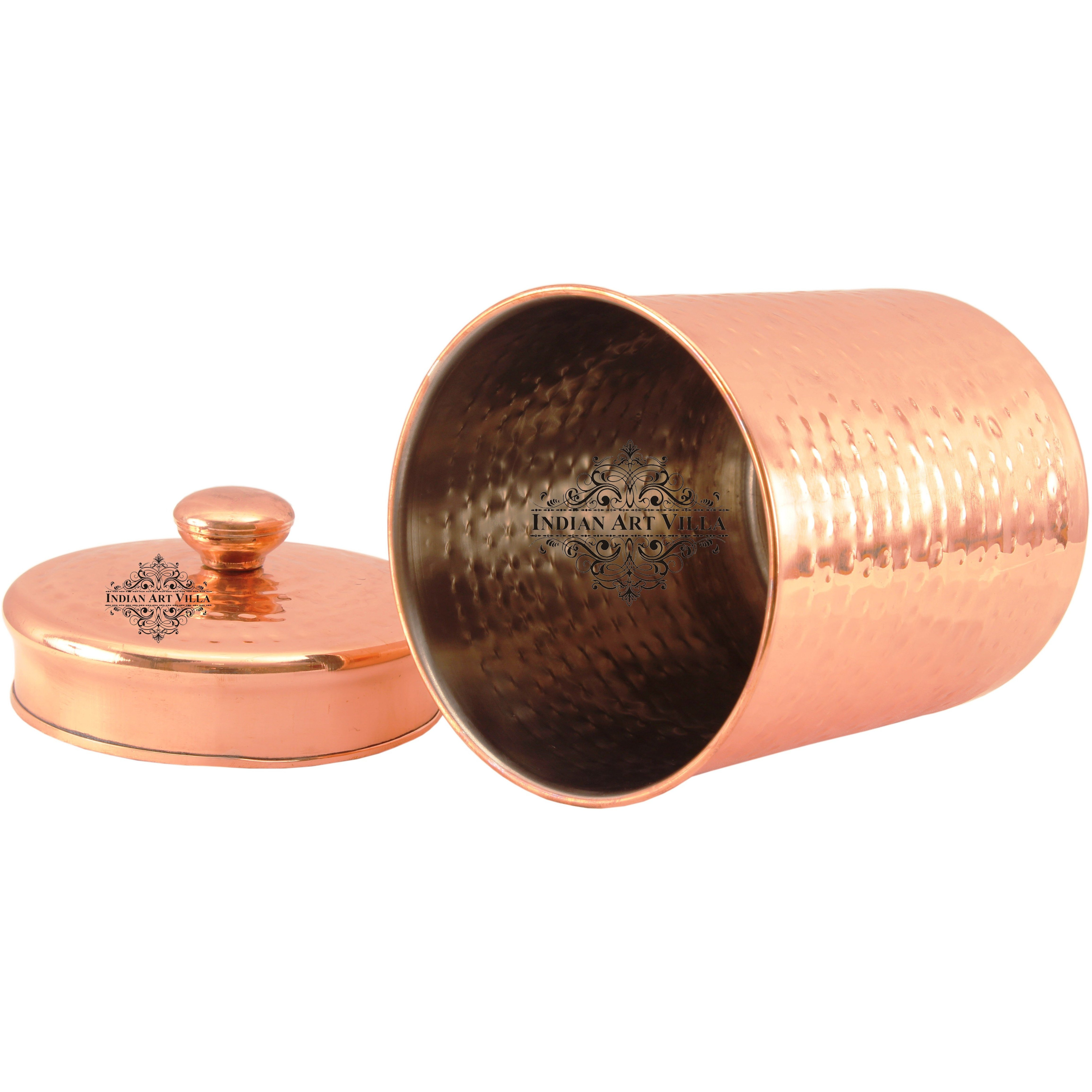 Indian Art Villa Steel Copper Plated Storage Box with Lid 72 Oz