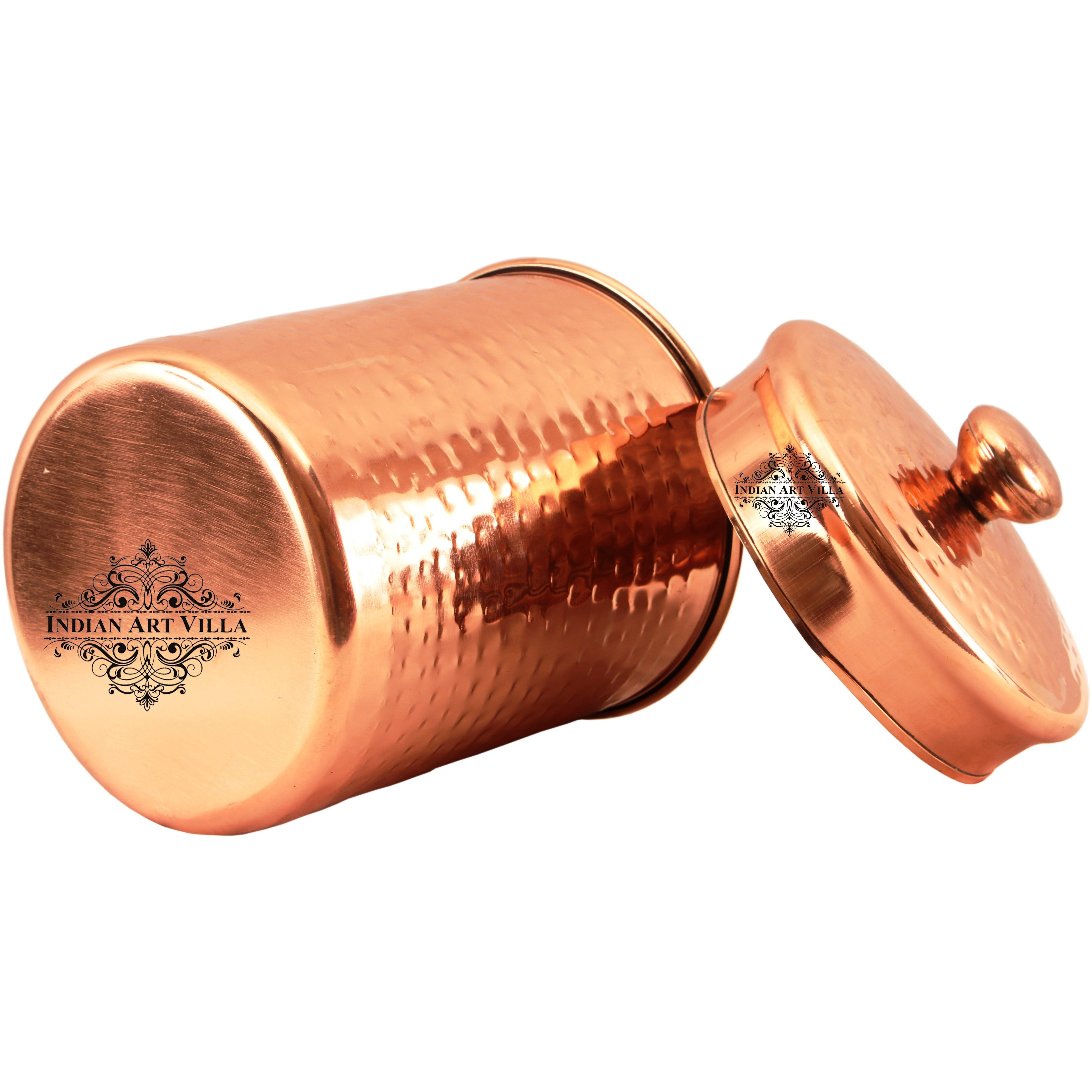 Indian Art Villa Steel Copper Plated Storage Box with Lid 72 Oz