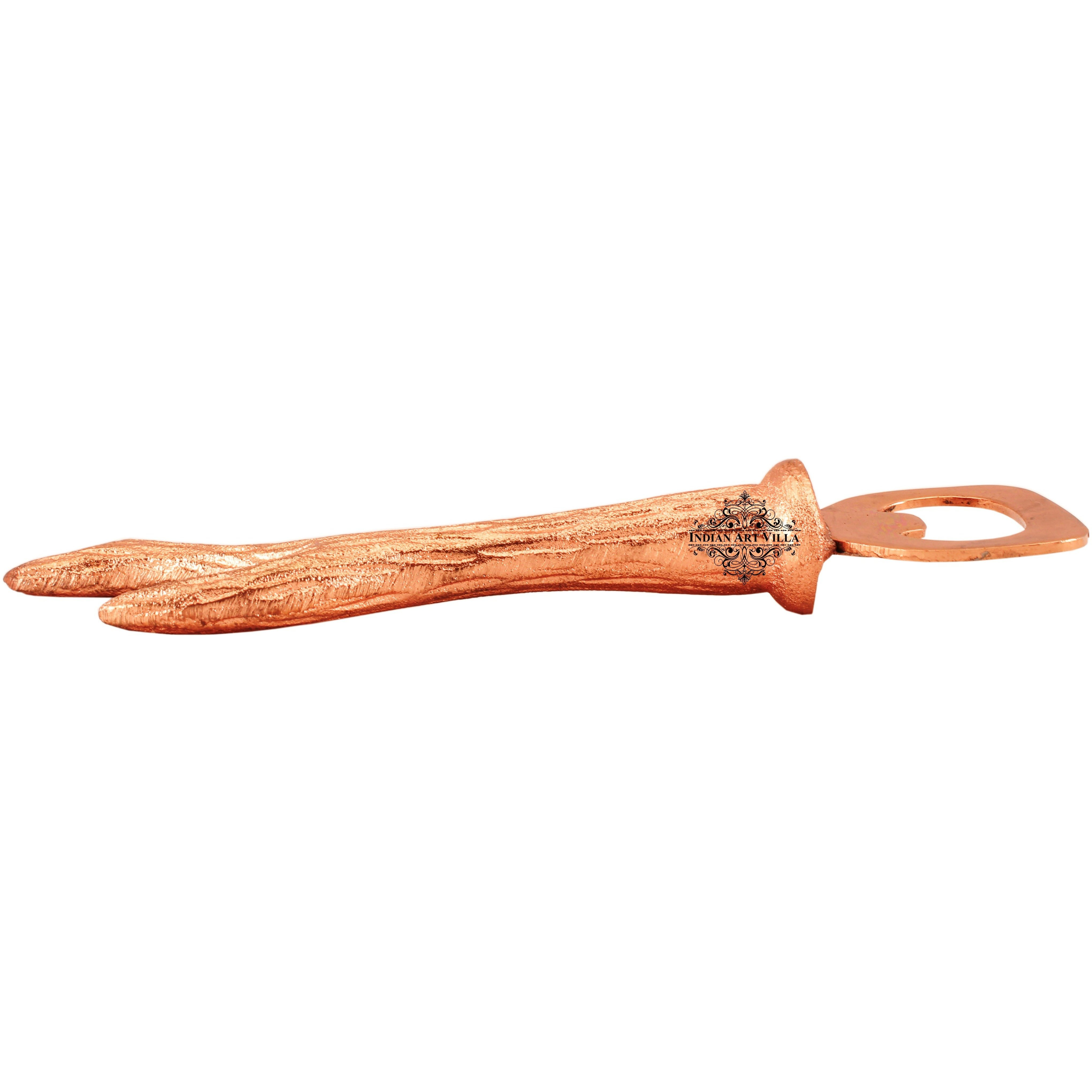 Indian Art Villa Steel Copper Plated Bough Shape Bottle Opener|6.3 Height