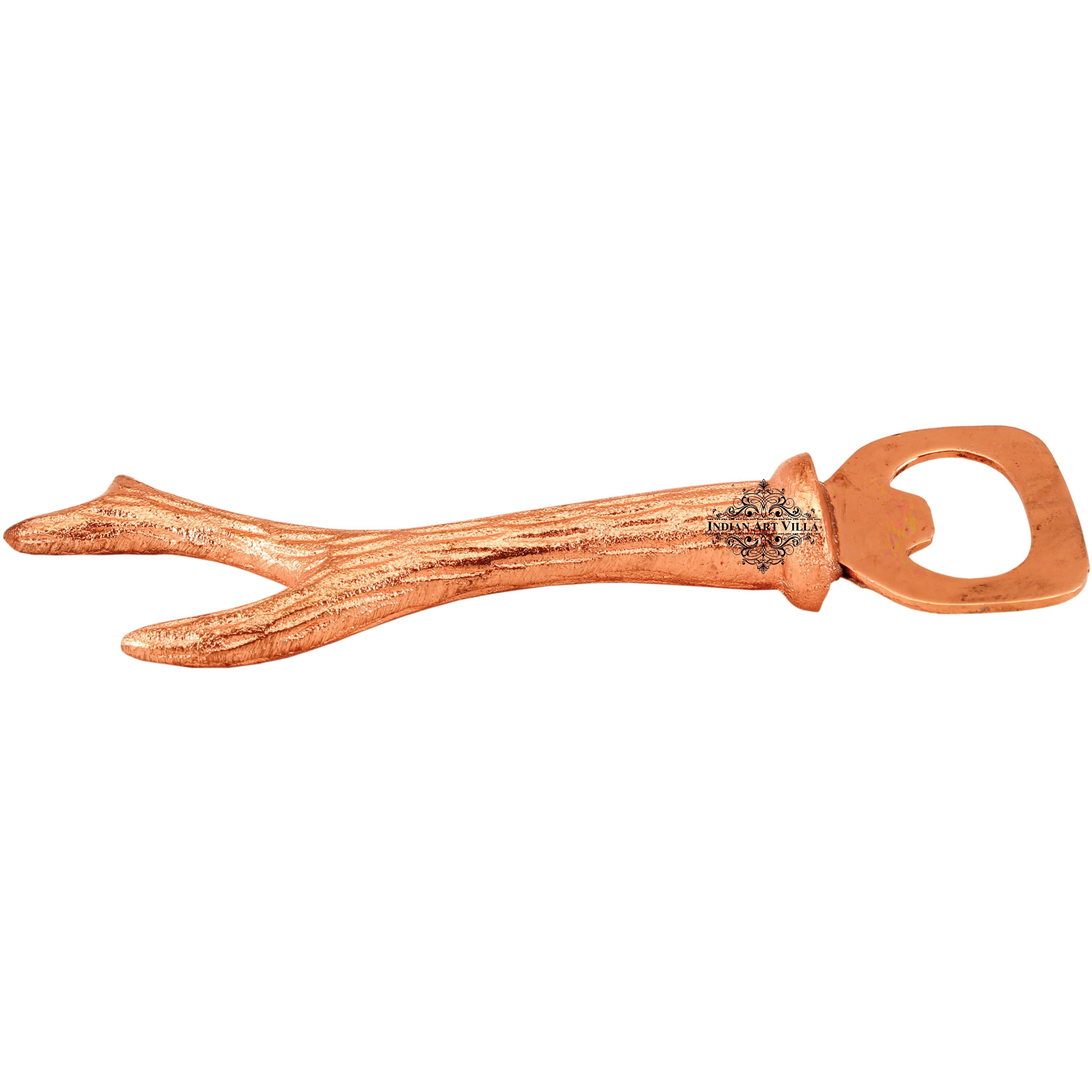 Indian Art Villa Steel Copper Plated Bough Shape Bottle Opener|6.3 Height
