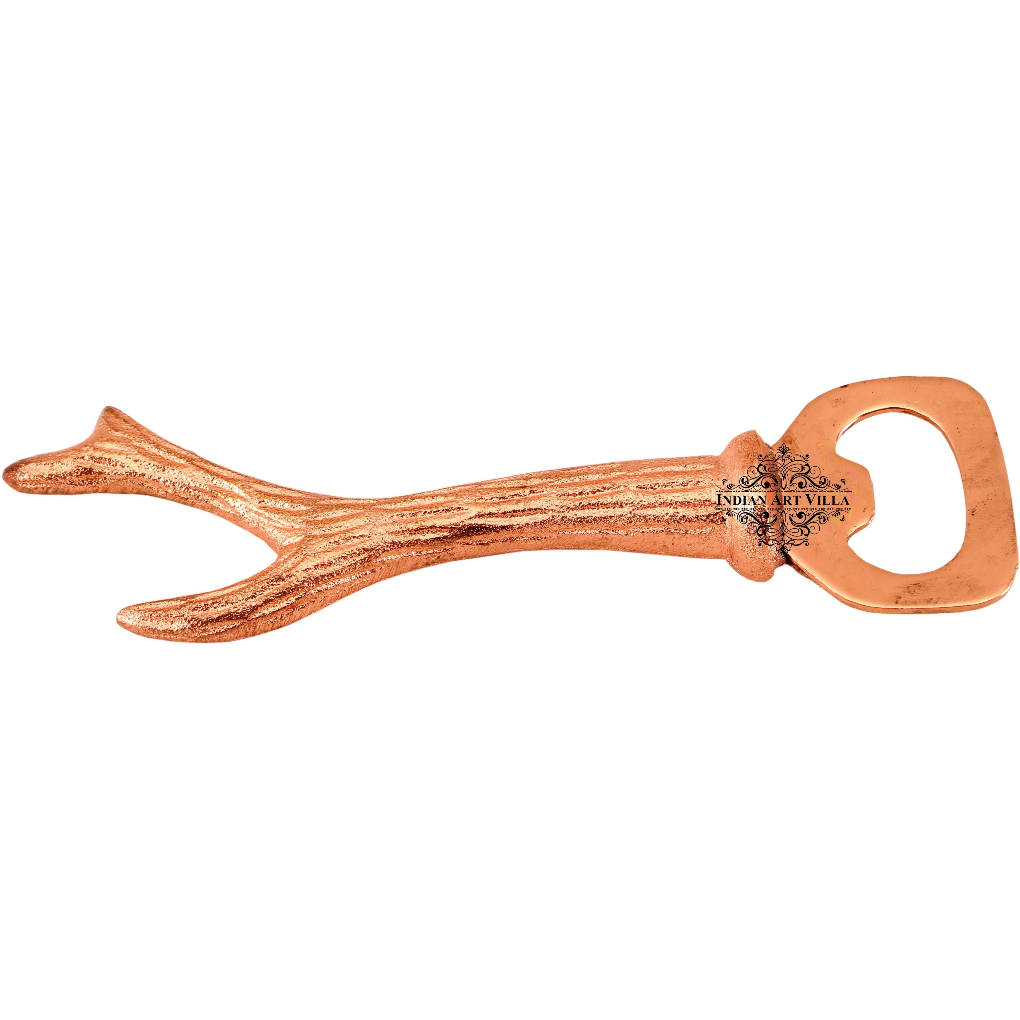 Indian Art Villa Steel Copper Plated Bough Shape Bottle Opener|6.3 Height
