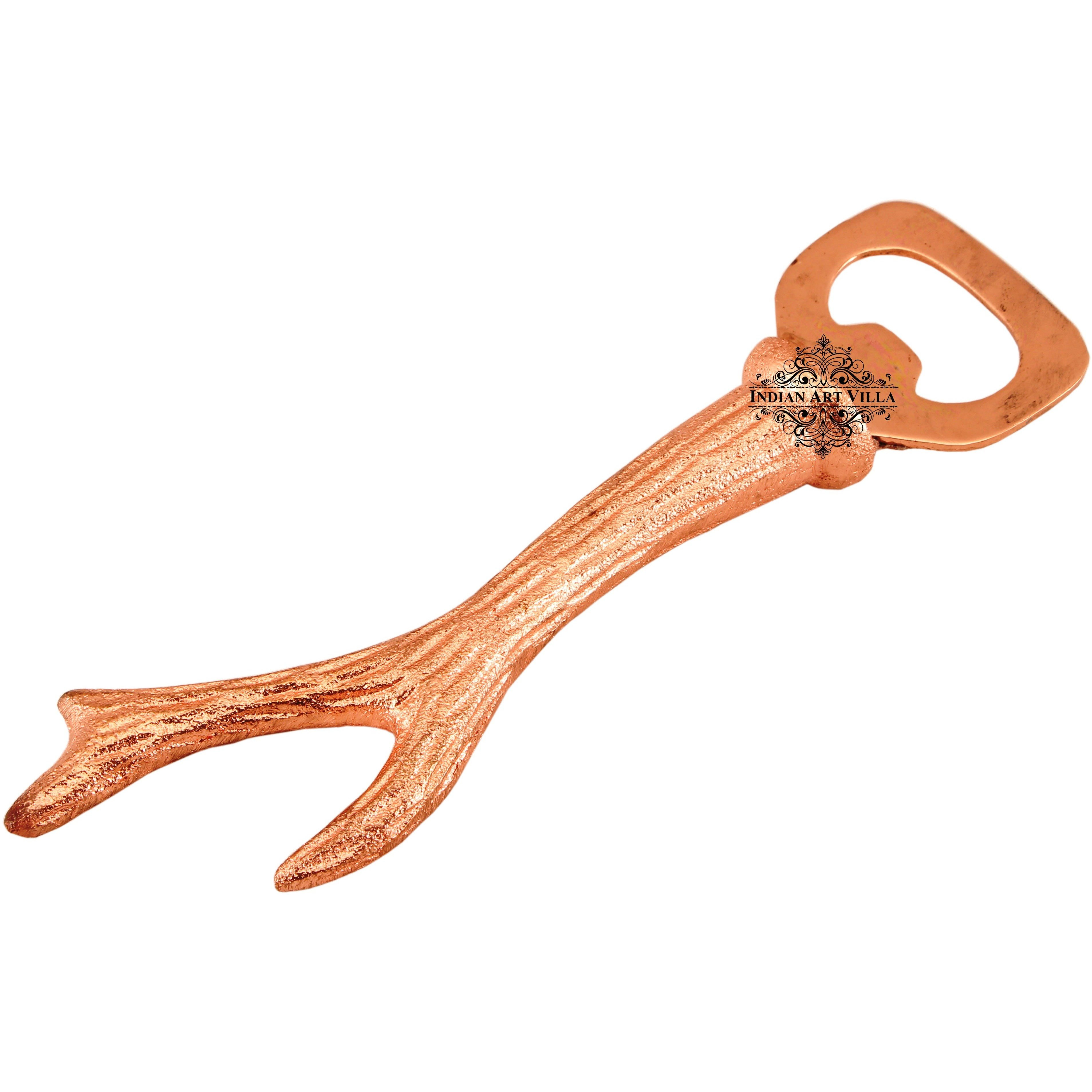 Indian Art Villa Steel Copper Plated Bough Shape Bottle Opener|6.3 Height