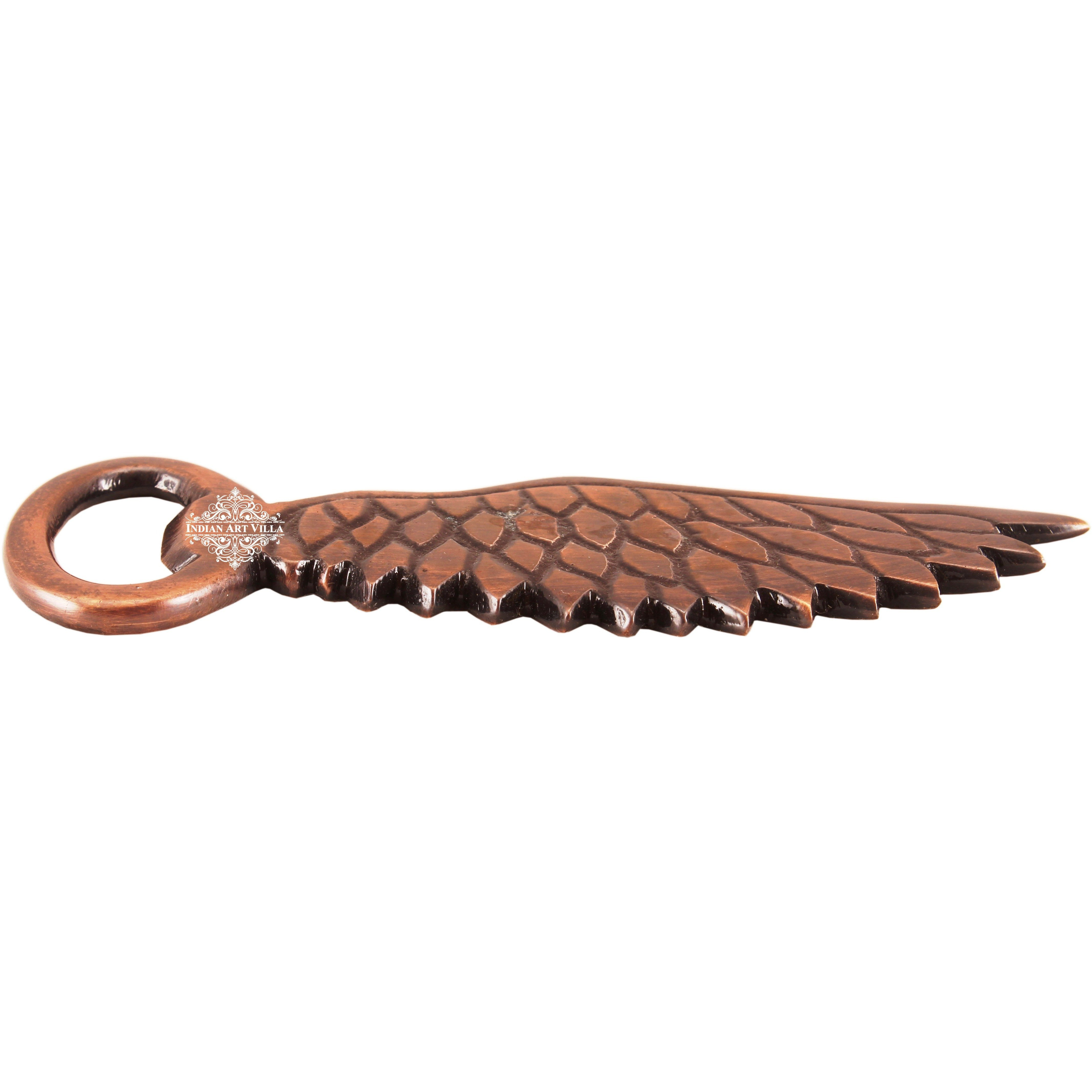 Indian Art Villa Steel Copper Plated Black Polished Wing Shape Bottle Opener