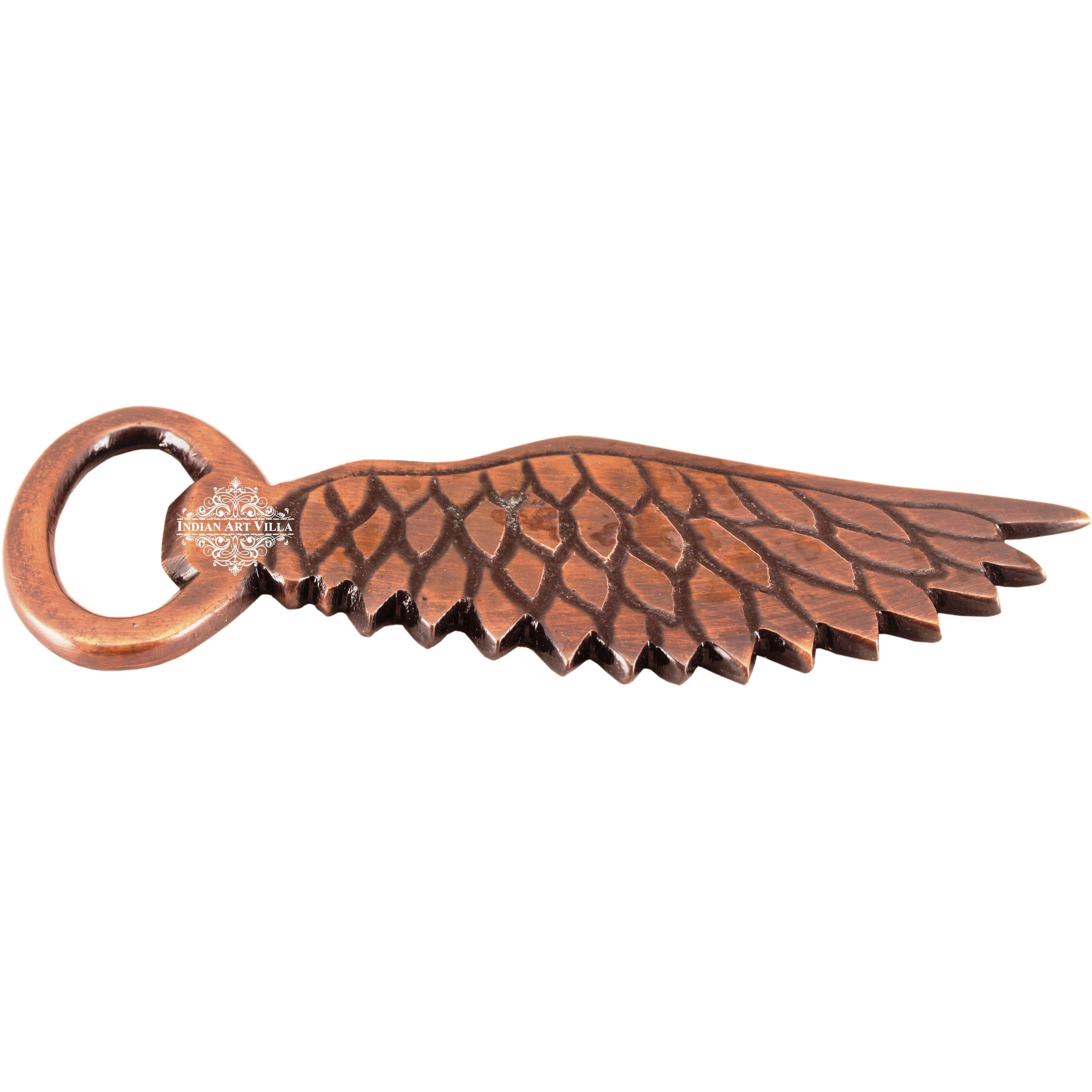 Indian Art Villa Steel Copper Plated Black Polished Wing Shape Bottle Opener