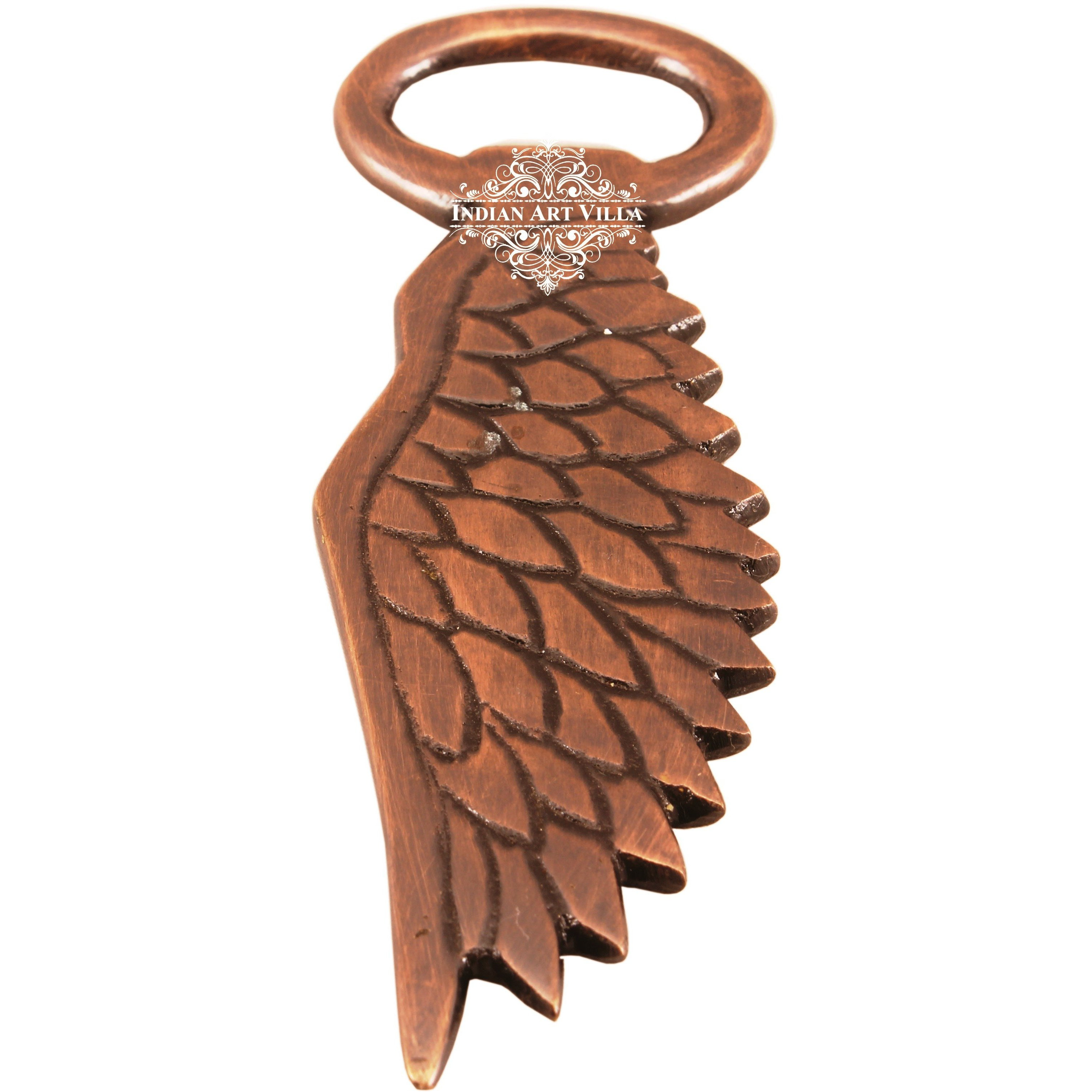 Indian Art Villa Steel Copper Plated Black Polished Wing Shape Bottle Opener