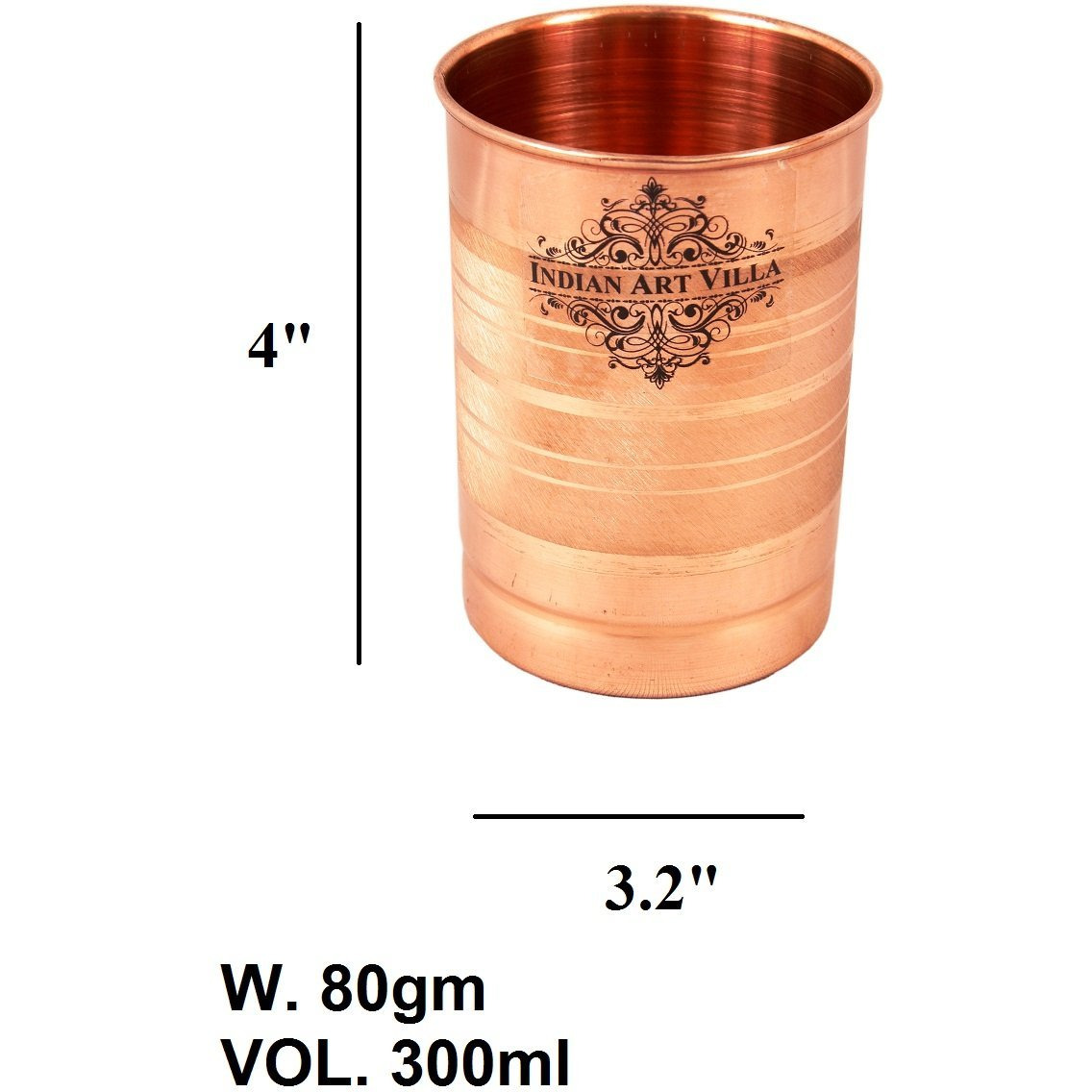IndianArtVilla Copper Glass Tumbler Drinkware Good Health Benefits10 OZ