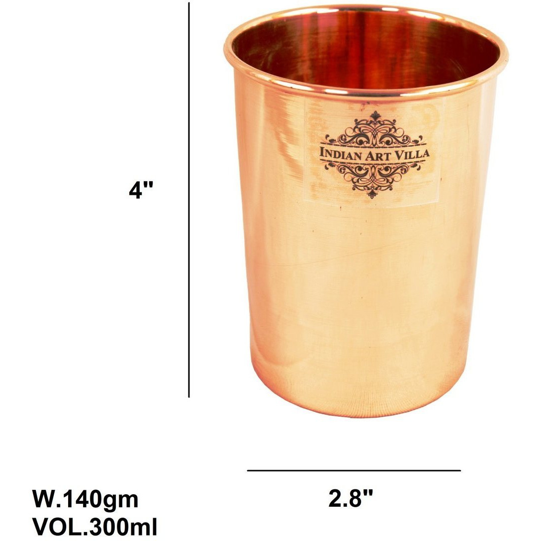 IndianArtVilla Copper Large Plain Glass TumblerGood Health Benefits 10 OZ