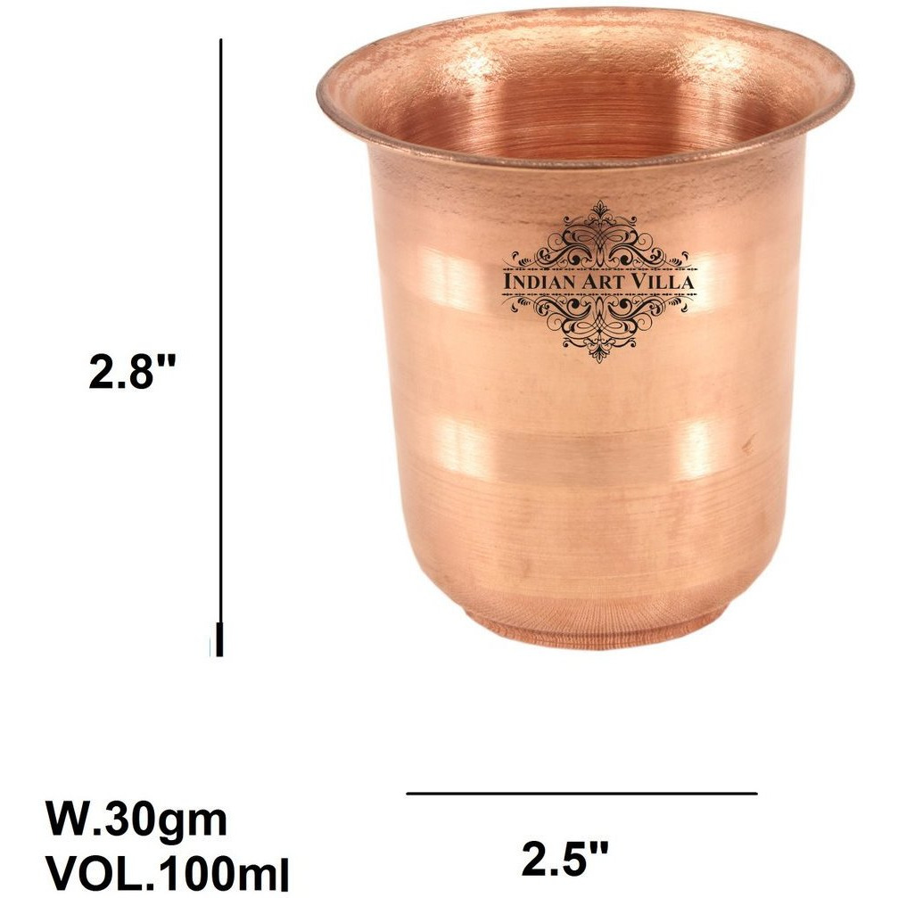 IndianArtVilla Copper Small Pooja Kids Glass Tumbler Cup 4 OZ each