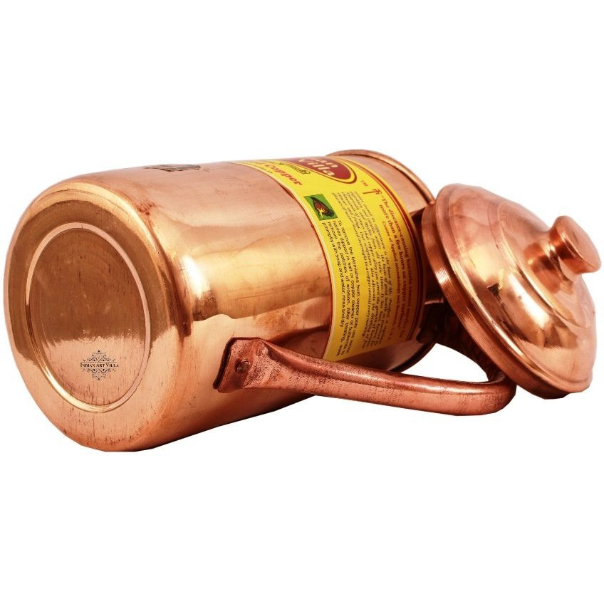 IndianArtVilla Copper Plain Jug Pitcher33 OZ Health Benefit Yoga Ayurveda