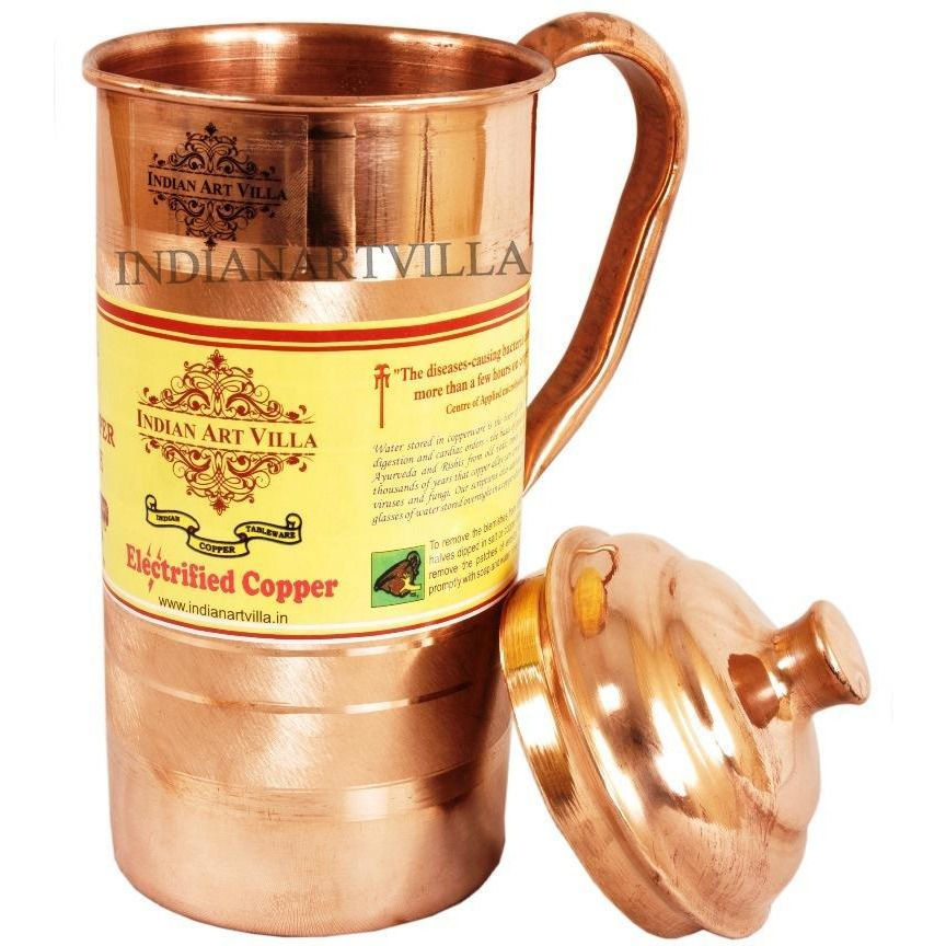IndianArtVilla Copper Luxury Jug Pitcher33 OZ storage Water Ayurveda Healing