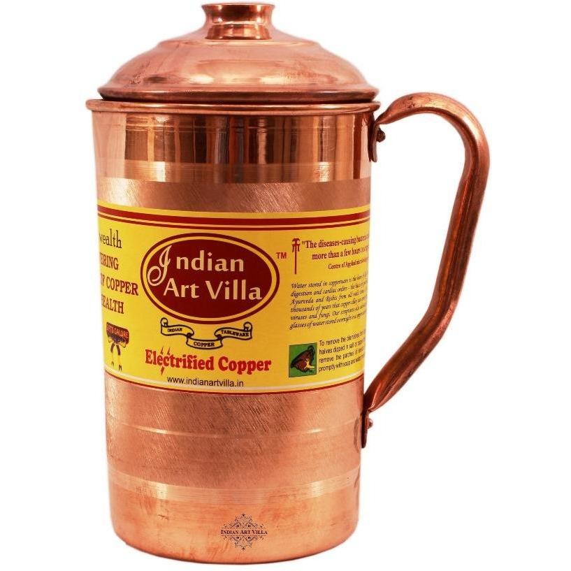IndianArtVilla Copper Luxury Jug Pitcher43 OZ storage Water Ayurveda Healing