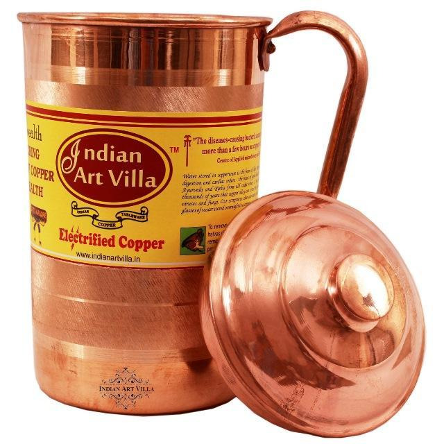 IndianArtVilla Copper Luxury Jug Pitcher43 OZ storage Water Ayurveda Healing