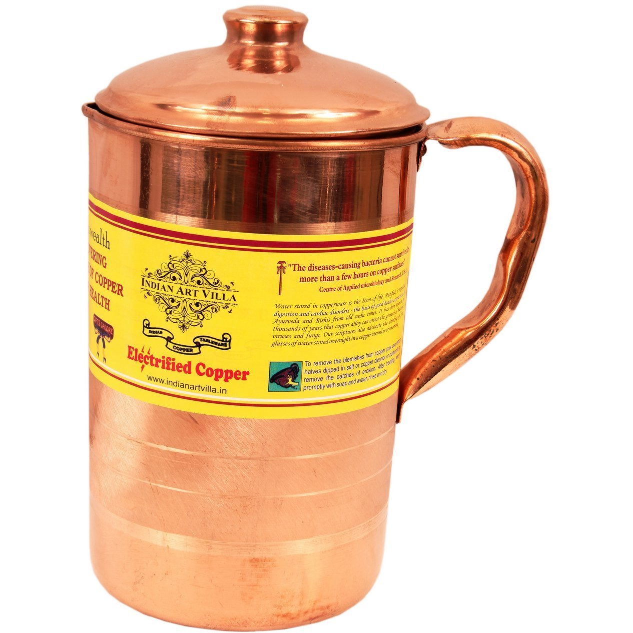 IndianArtVilla Copper Luxury Jug Pitcher 57 OZ storage Water Ayurveda Healing