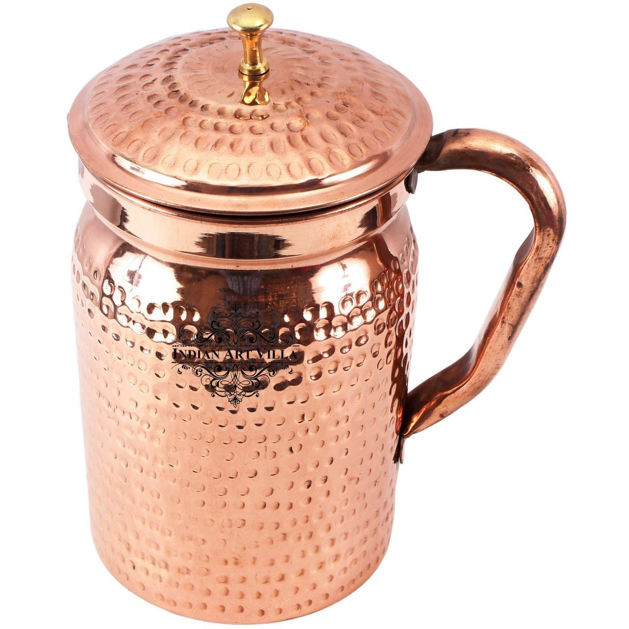 IndianArtVilla Copper Hammered Apex Jug Pitcher 60 OZ  Storing & Serving Water
