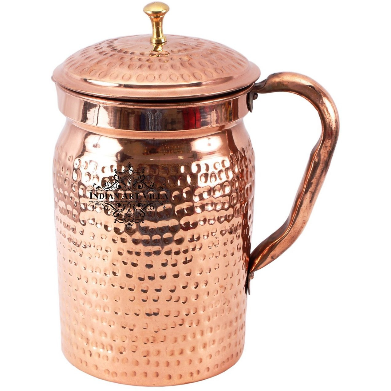 IndianArtVilla Copper Hammered Apex Jug Pitcher 60 OZ  Storing & Serving Water