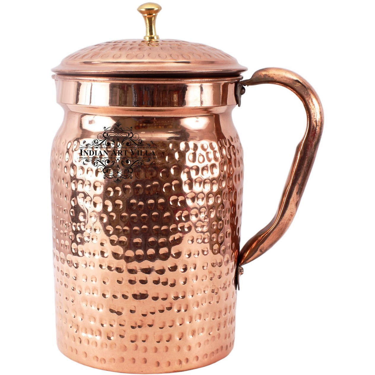 IndianArtVilla Copper Hammered Apex Jug Pitcher 60 OZ  Storing & Serving Water
