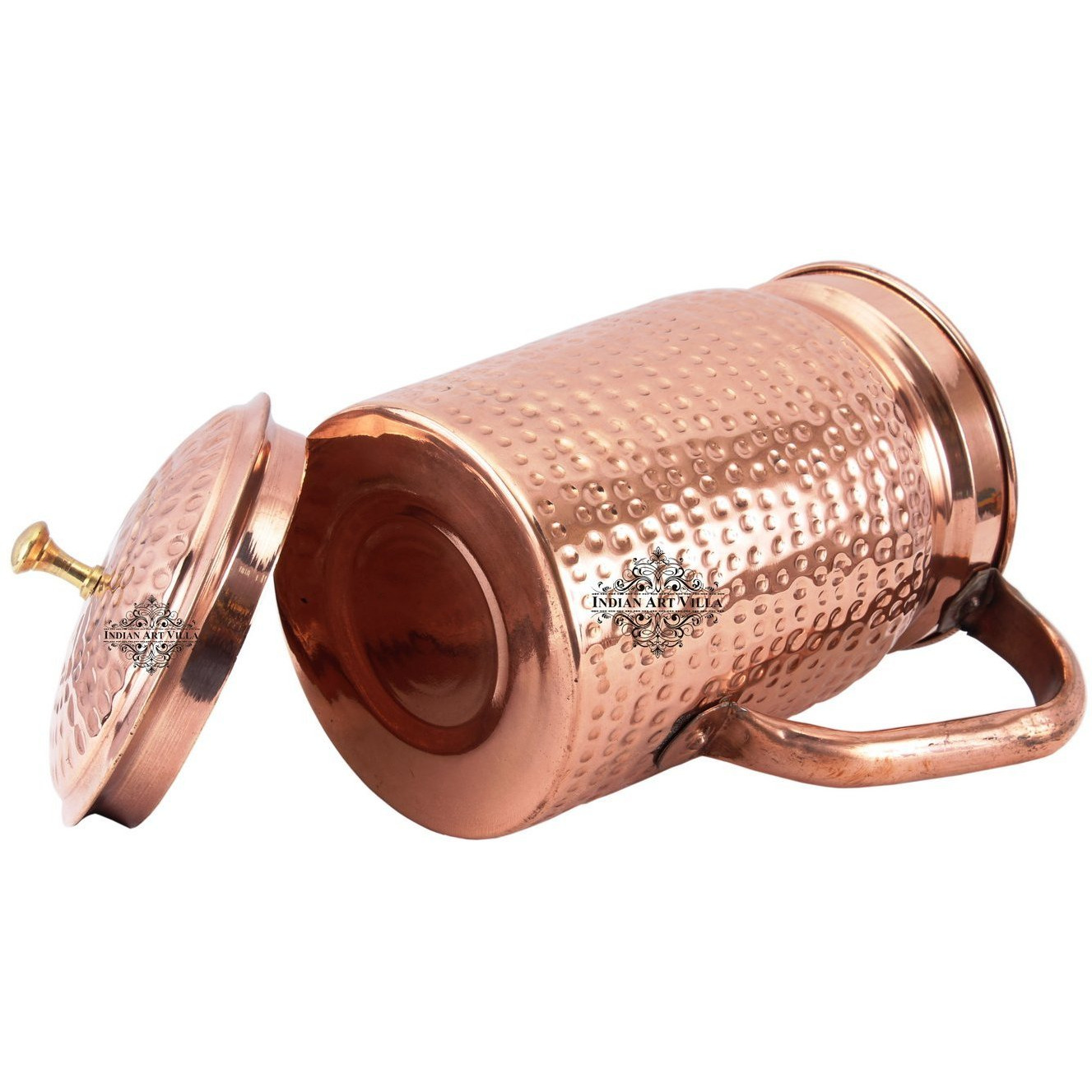 IndianArtVilla Copper Hammered Apex Jug Pitcher 60 OZ  Storing & Serving Water